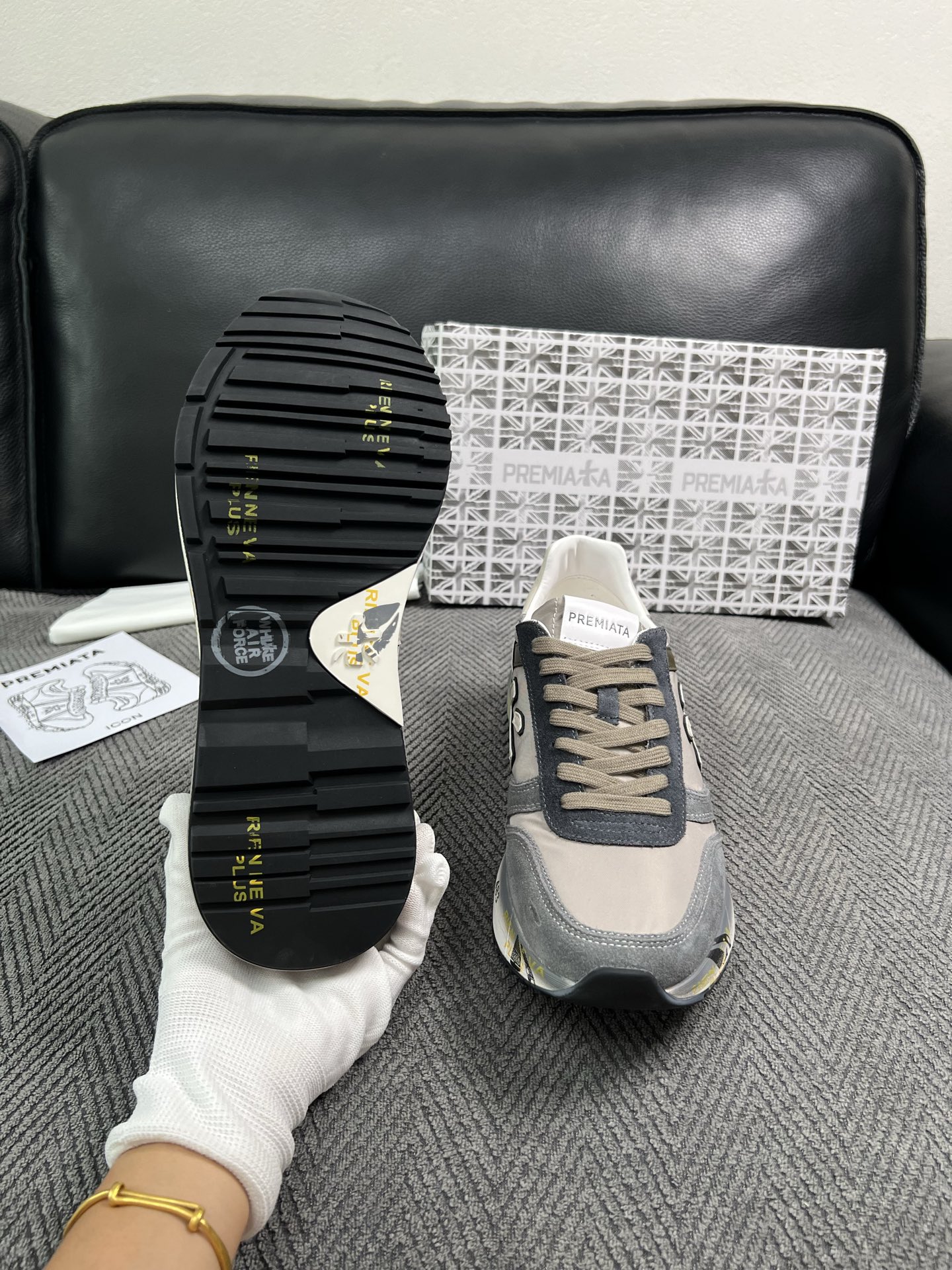 PRMAMITA 高品质  顶级工艺品  普拉米亚达 男士运动鞋专柜同步，鞋面意大利原版进口牛皮搭配网布面料，进口柔软牛