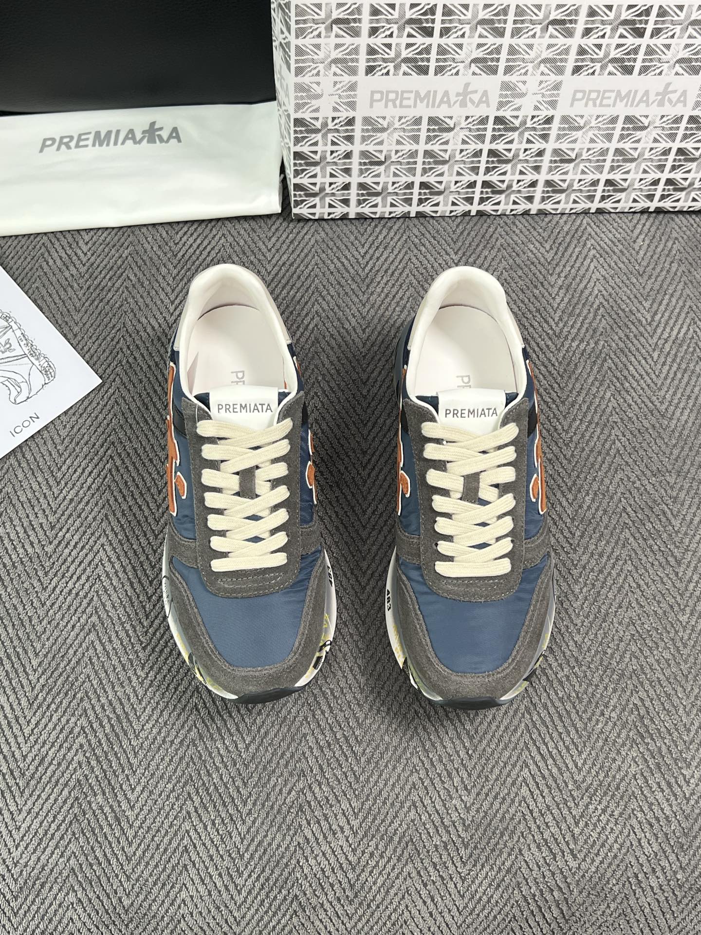 PRMAMITA 高品质  顶级工艺品  普拉米亚达 男士运动鞋专柜同步，鞋面意大利原版进口牛皮搭配网布面料，进口柔软牛