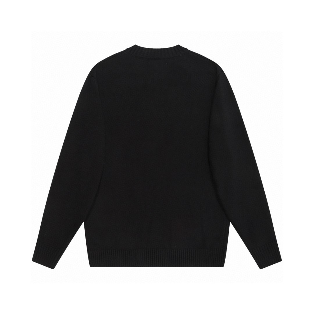 FENDI Logo Sweater with Floral Embroidery in Black and White, S-XL Sizes - 图片 2