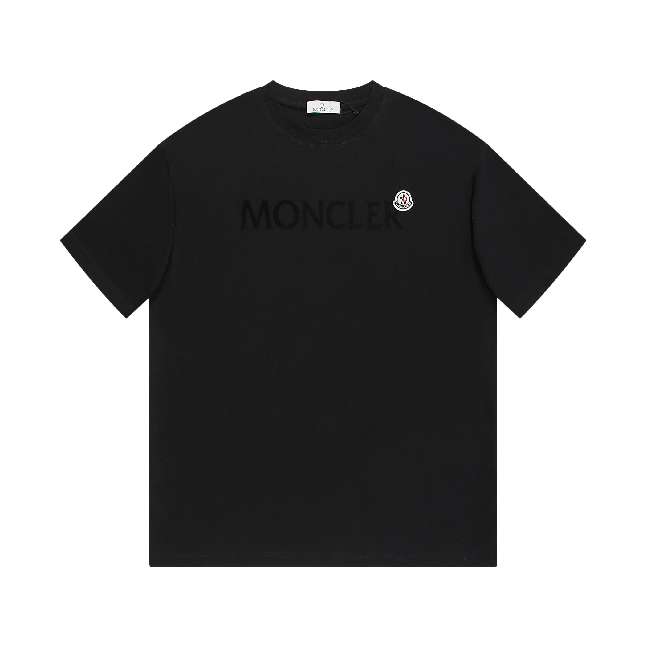 MONCLER Camiseta de manga corta con estampado de terciopelo y parche® *Tejido de algodón 100% personalizado de 280 gram…