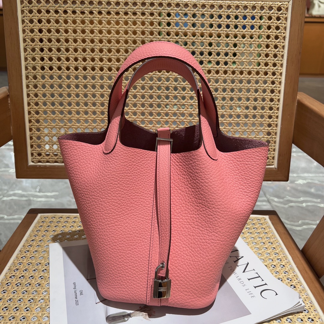NO:811762,Vegetable basket 18 TC cowhide milkshake powder all steel hardware wax wire production gold and silver buckle, Hermes, hermes, cowhide, Hermes,19860909菜篮子18 TC牛皮 奶昔粉 全钢五金 蜡线制作 金银扣,爱马仕,hermes,cowhide,Hermes,,Bag