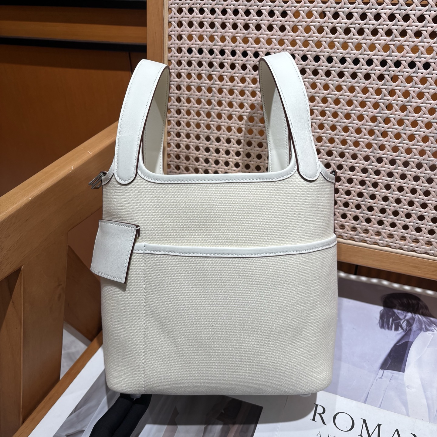 Cargo菜篮子 18cm
 奶油白 Swift皮拼帆布