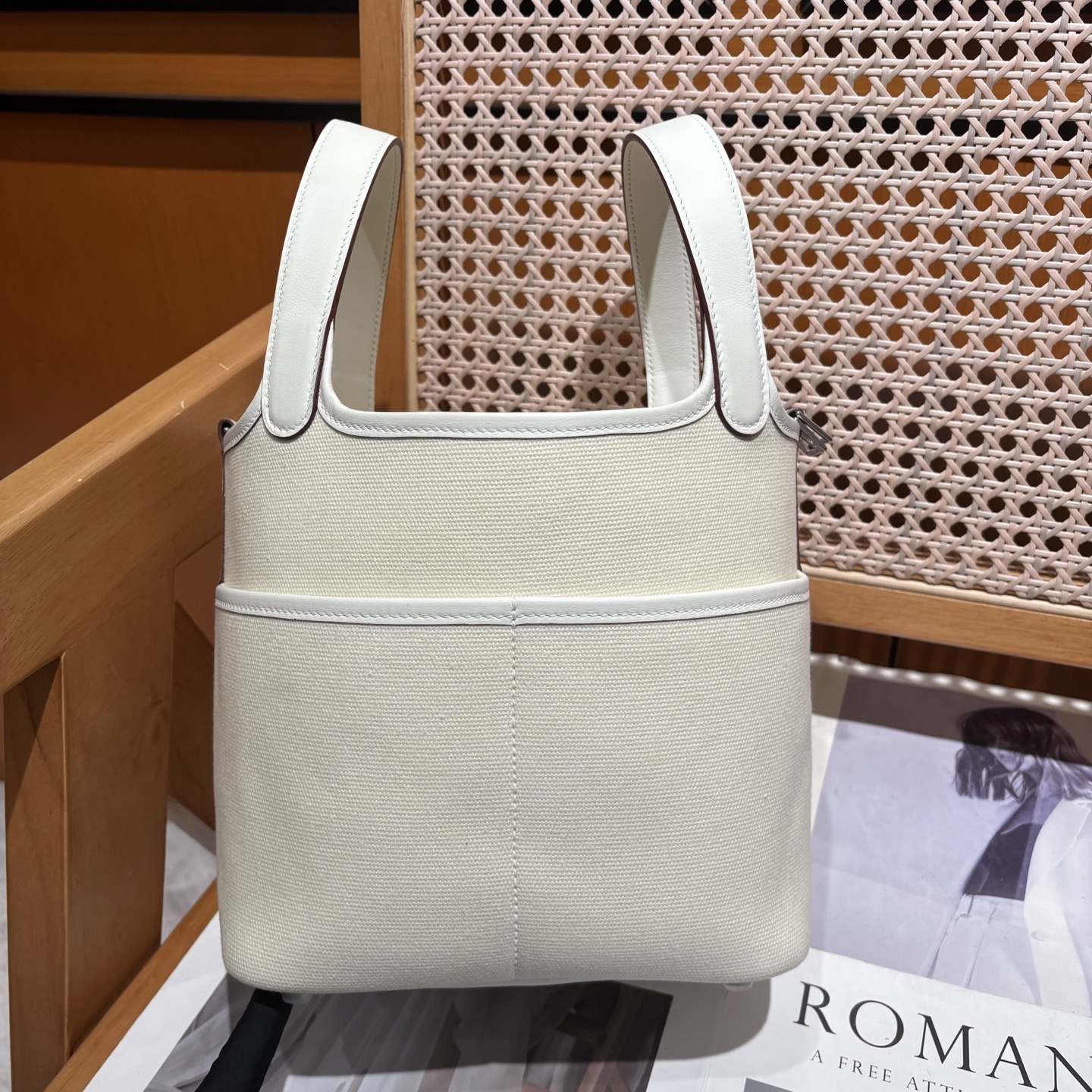 Cargo菜篮子 18cm
 奶油白 Swift皮拼帆布