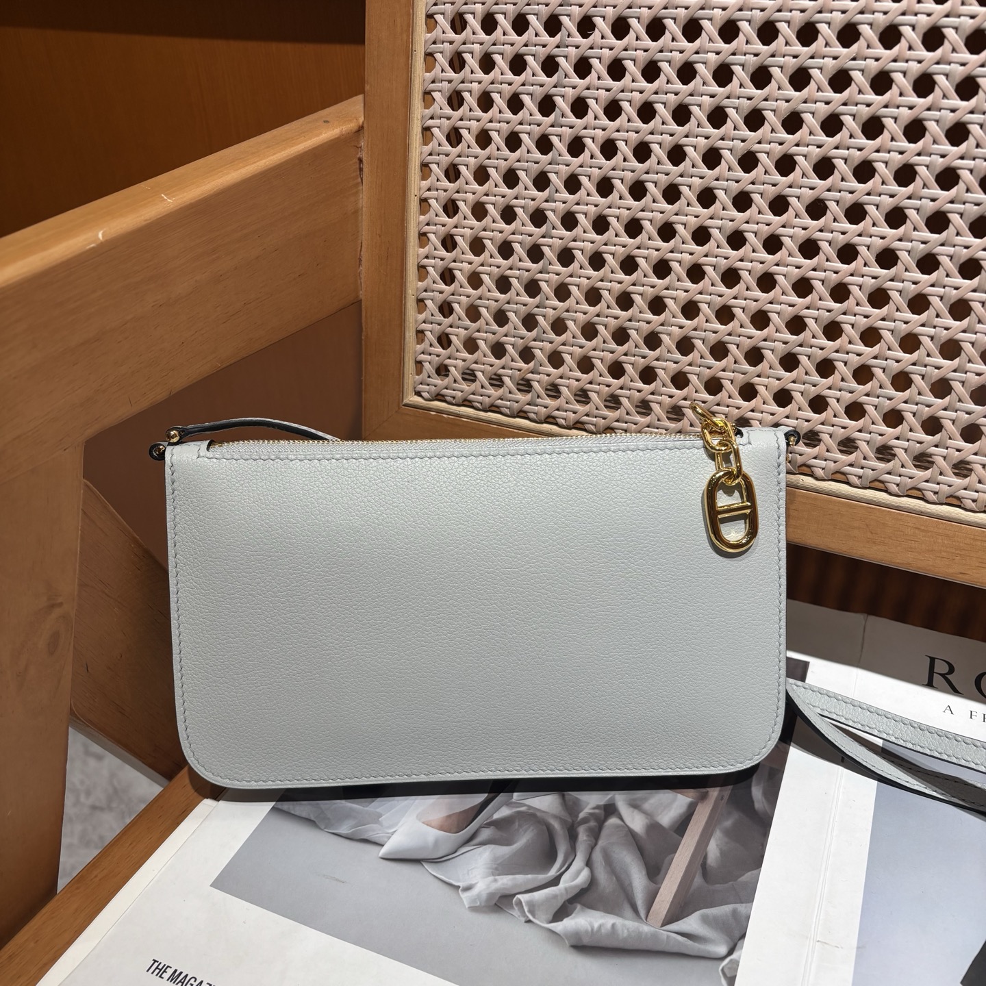 NO:700731,Ziengo clutch Ev leather linen blue gold, Hermes,19860909Ziengo手包 Ev皮 亚麻蓝金,,Hermes,,Bag