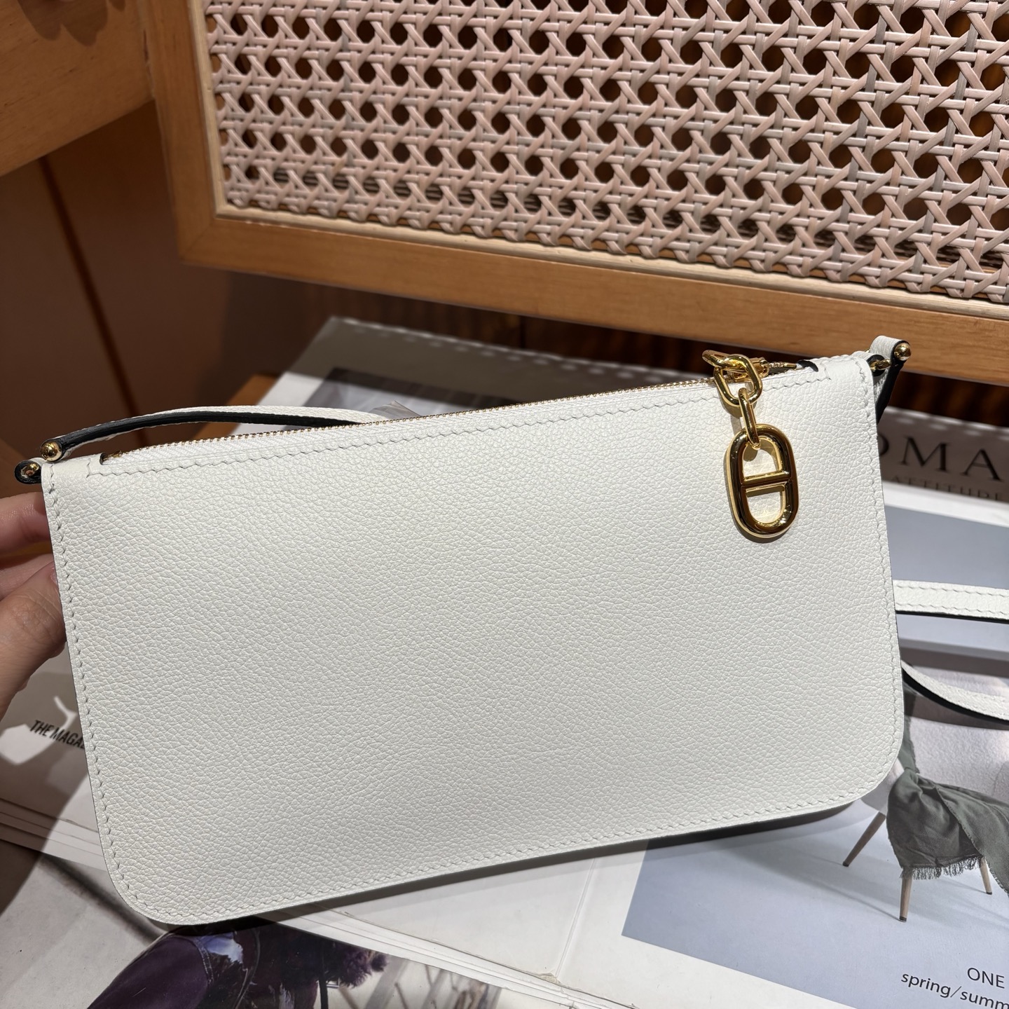 NO:700730,Ziengo clutch Ev leather white gold, Hermes,19860909Ziengo手包 Ev皮 白金,,Hermes,,Bag