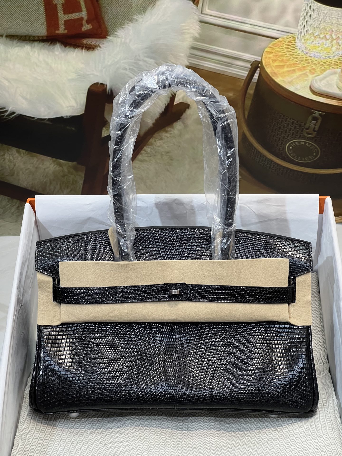NO:852066,Platinum 29CM black silver buckle hc imported lizard skin real shot texture, five skins to make one, top hand sewing, Hermes, hermes, Hermes,19860909铂金29CM 黑色银扣 hc进口蜥蜴皮实拍纹理,五张皮做一个,顶级手工缝制,爱马仕,hermes,Hermes,,Bag