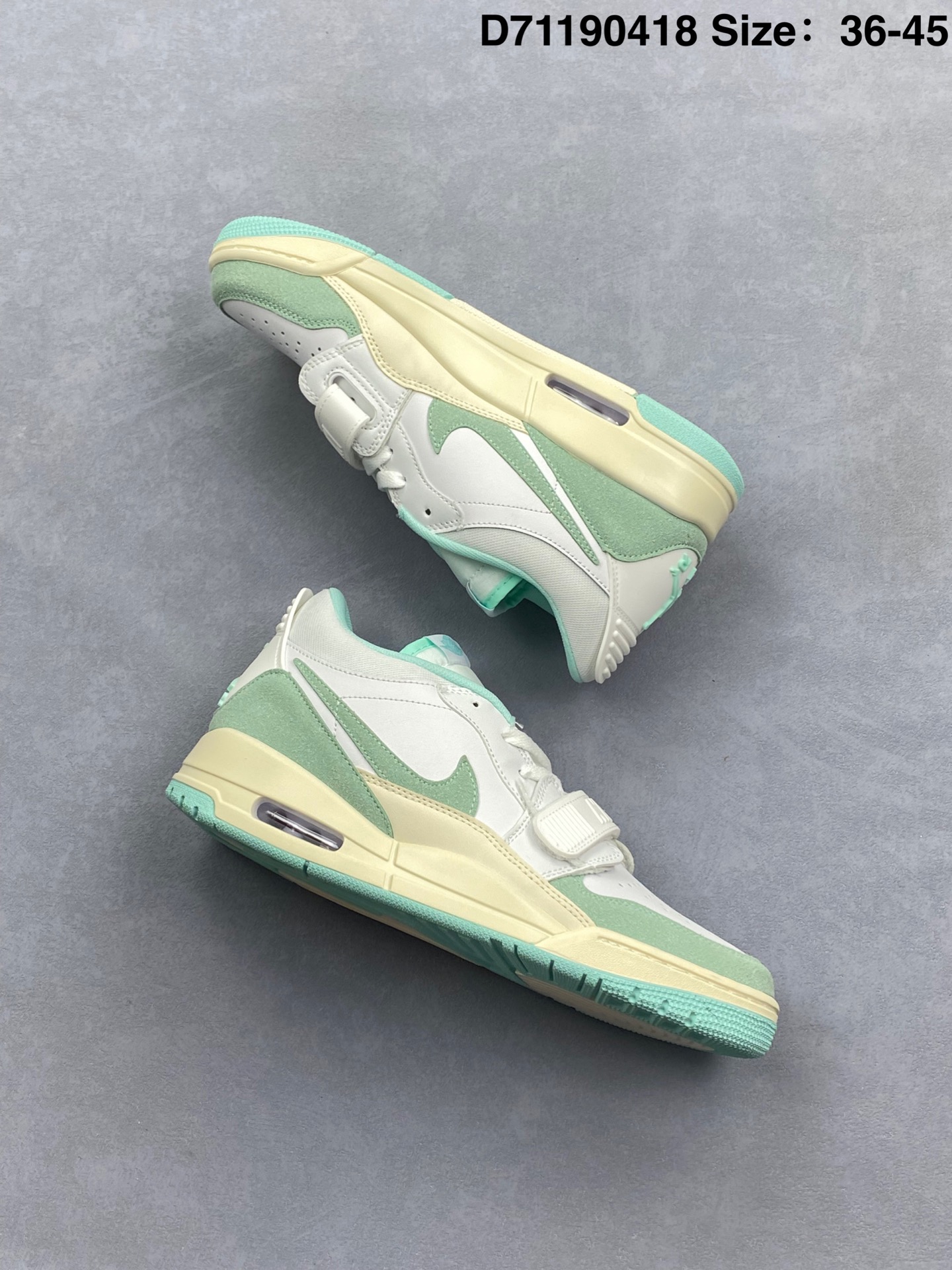 💰195
Nike Air Jordan Legacy 312 Low 乔丹 AJ 312 最强三合一混合版 有着交错结合的设计，它的名字就展现出它所包含的鞋款元素，312 分别对应了 Air Jordan 3、Air Jordan 1 和 Air Trainer 2，将这三双经典又有不俗人气的鞋款融合，“最强三合一” 的名称由此得来
货号：FQ7827 103
编码:D71190418 Size:36～45