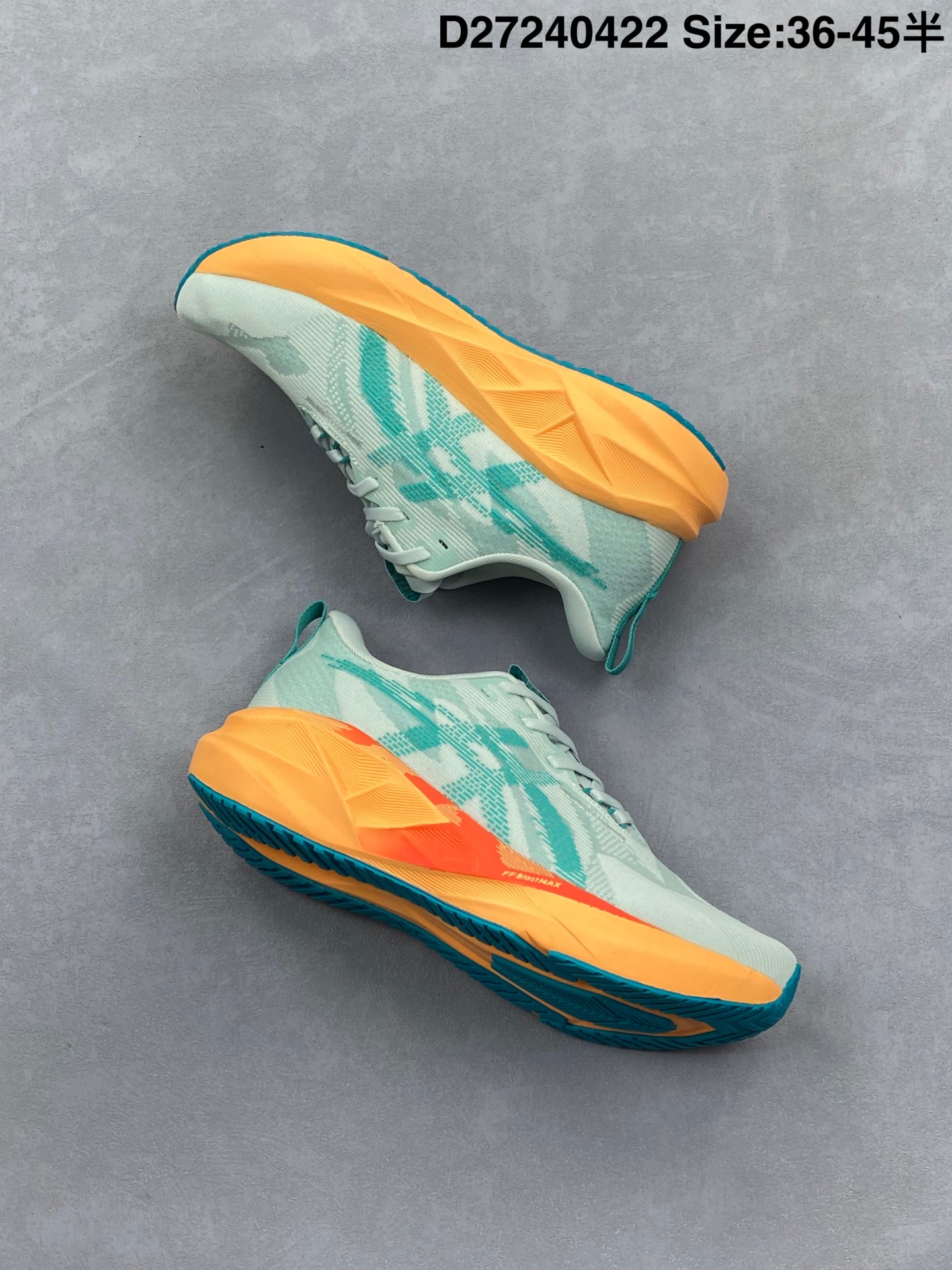 💰220
Asics Novablast 4 轻量跑鞋
ASICS (亚瑟士)是日本实业家鬼家喜八郎创立的跑鞋运动品牌,名字想法源自著名的拉丁谚语“AnimaSana In Corpore Sano”意为“健全的精
神寓于强健的体魄”。正如其名字的含义,ASICS亚瑟士一直坚信保持身体的健康与活力是打造健康快乐的生活方式的最佳途径。亚瑟士的跑鞋、篮球鞋等系列集专业与美貌于一身,拥有极高的热度
货号:1011B887-800
尺码:36 37 37.5 38 39 39.5 40 40.5 41.5 42 42.5 43.5 44 45
D27240422