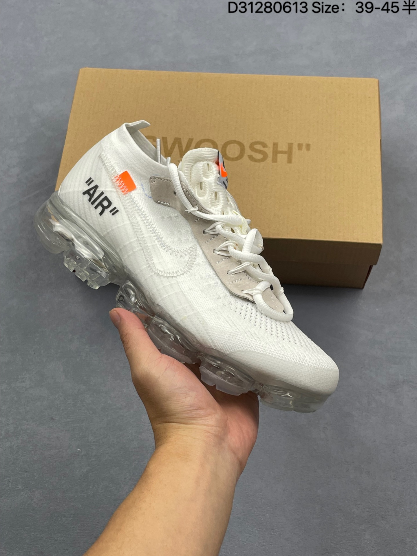 高俊熙·周雨彤众明星同款,Virgil Abloh主理设计师品牌Off-White x耐克 Nike Air Vapormax Flyknit蒸汽全掌大气垫系列飞织低帮百搭休闲运动慢跑鞋 AA3831 001 货号:AA3831 编号:D31280613