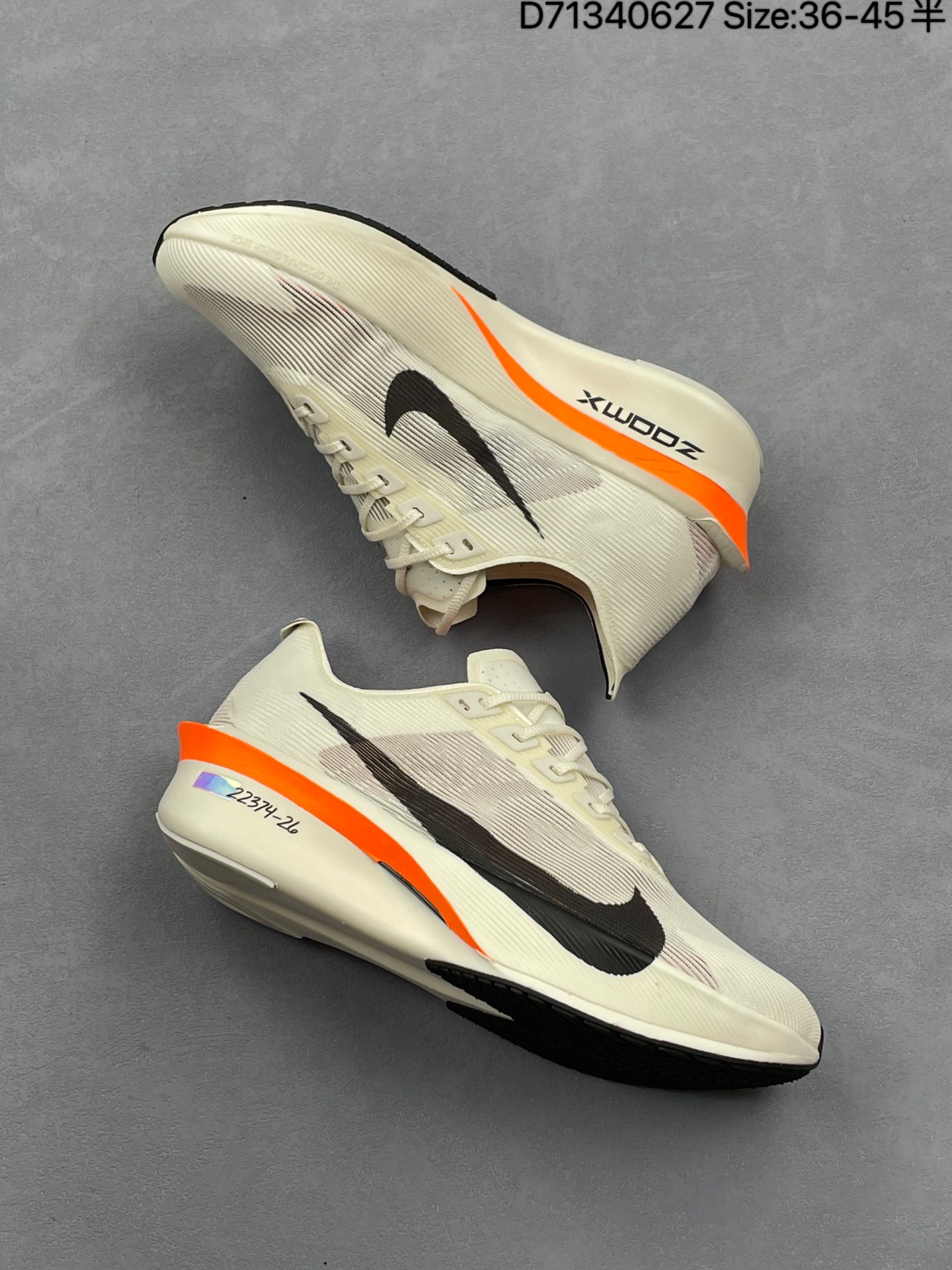 💰170
NK Air Zoom Alphafly NEXT% 3 2024全新马拉松超级跑鞋 FD8356-100 有史以来最轻盈、测试次数最多的NK Alphafly 经过精英马拉松运动员的测试验证 并搭载Air Zoom气垫 旨在助力跑者实现突破 取得更佳的成绩 在开发过程中 Alphafly 3帮助耐克运动员凯尔文·基普图姆（Kelvin Kiptum）以2:00:35的成绩刷新了马拉松世界纪录 Alphafly的动力设计没有改变——Air Zoom气垫单元、Flyplate碳纤维板和ZoomX泡绵 但是整体系统的制作方法略有调整 优化和提升了对运动员的帮助 主要更新包括一体式鞋底 提供顺畅稳定的“后跟到脚趾”过渡；更宽的全长Flyplate碳纤维板提供稳定助推力 全新Fast Shot外底保证出色牵引力和抓地力 全新Atomknit 3.0鞋面提供更强的控制力、透气性和中足支撑力 
尺码：36～45半
编号：D71340627
货号：HE6413 100 kzg