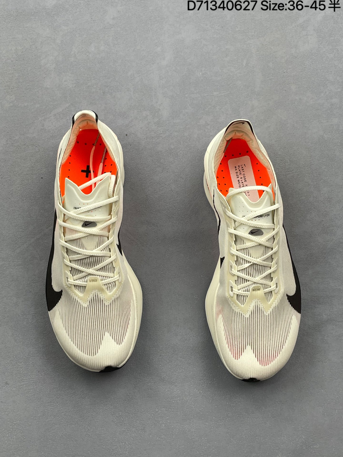 💰170
NK Air Zoom Alphafly NEXT% 3 2024全新马拉松超级跑鞋 FD8356-100 有史以来最轻盈、测试次数最多的NK Alphafly 经过精英马拉松运动员的测试验证 并搭载Air Zoom气垫 旨在助力跑者实现突破 取得更佳的成绩 在开发过程中 Alphafly 3帮助耐克运动员凯尔文·基普图姆（Kelvin Kiptum）以2:00:35的成绩刷新了马拉松世界纪录 Alphafly的动力设计没有改变——Air Zoom气垫单元、Flyplate碳纤维板和ZoomX泡绵 但是整体系统的制作方法略有调整 优化和提升了对运动员的帮助 主要更新包括一体式鞋底 提供顺畅稳定的“后跟到脚趾”过渡；更宽的全长Flyplate碳纤维板提供稳定助推力 全新Fast Shot外底保证出色牵引力和抓地力 全新Atomknit 3.0鞋面提供更强的控制力、透气性和中足支撑力 
尺码：36～45半
编号：D71340627
货号：HE6413 100 kzg