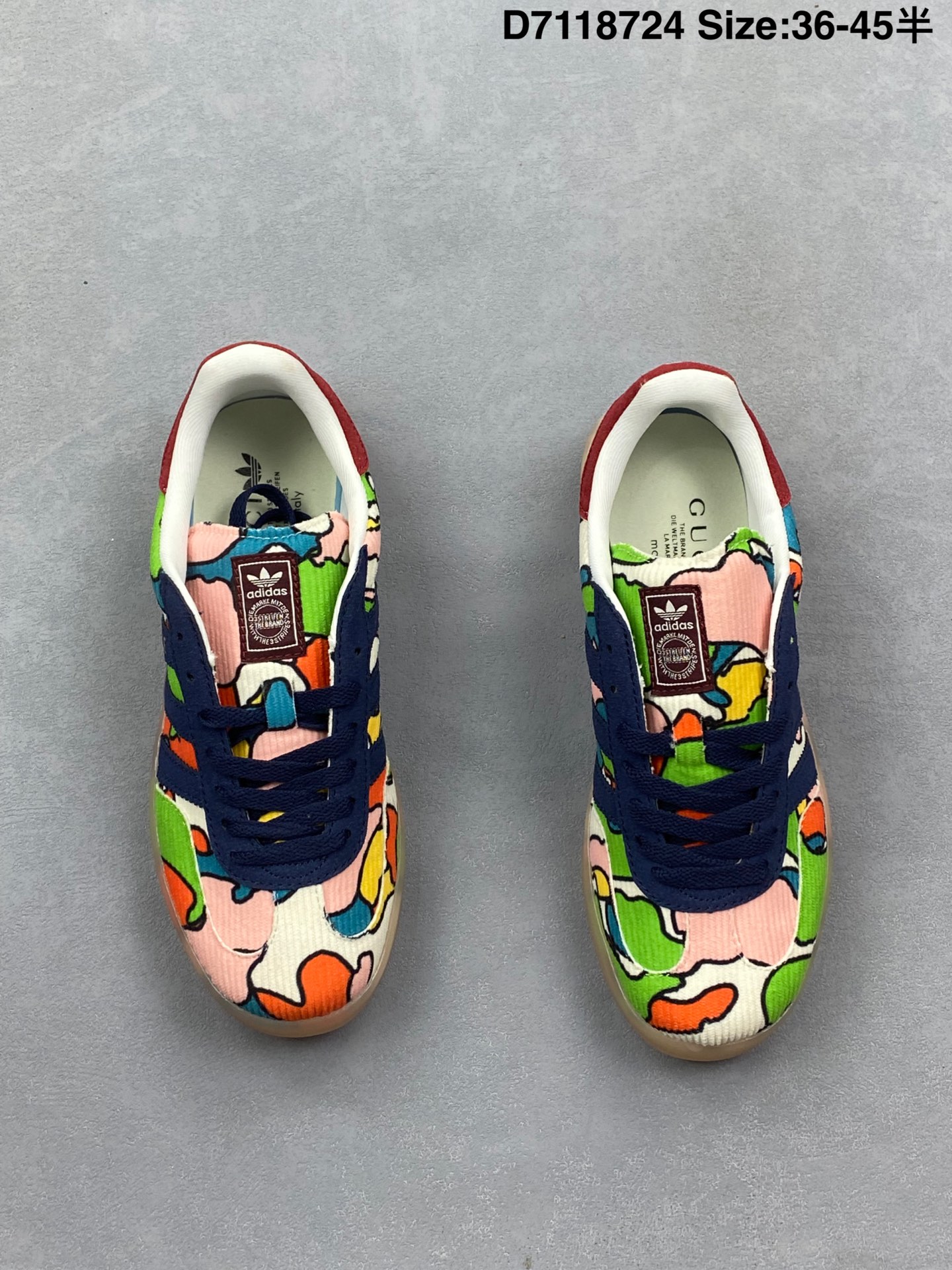 💰90
Adidas/阿迪达斯 男女鞋采用翻毛皮与天鹅绒布鞋面材质，皮革内里贴缓震PU乳胶脚垫，外置耐磨大底❗️ “复古运动”最新跨界联名，意大利奢侈品牌-古驰Gucci x 德国运动品牌阿迪达斯Adidas Originals Gazelle”Esquisite Gucci“羚羊系列低帮复古百搭休闲运动板鞋 707848
货号：IG2849
码数：36 36.5 37 38 38.5 39 40 40.5 41 42 42.5 43 44 45
D71180724