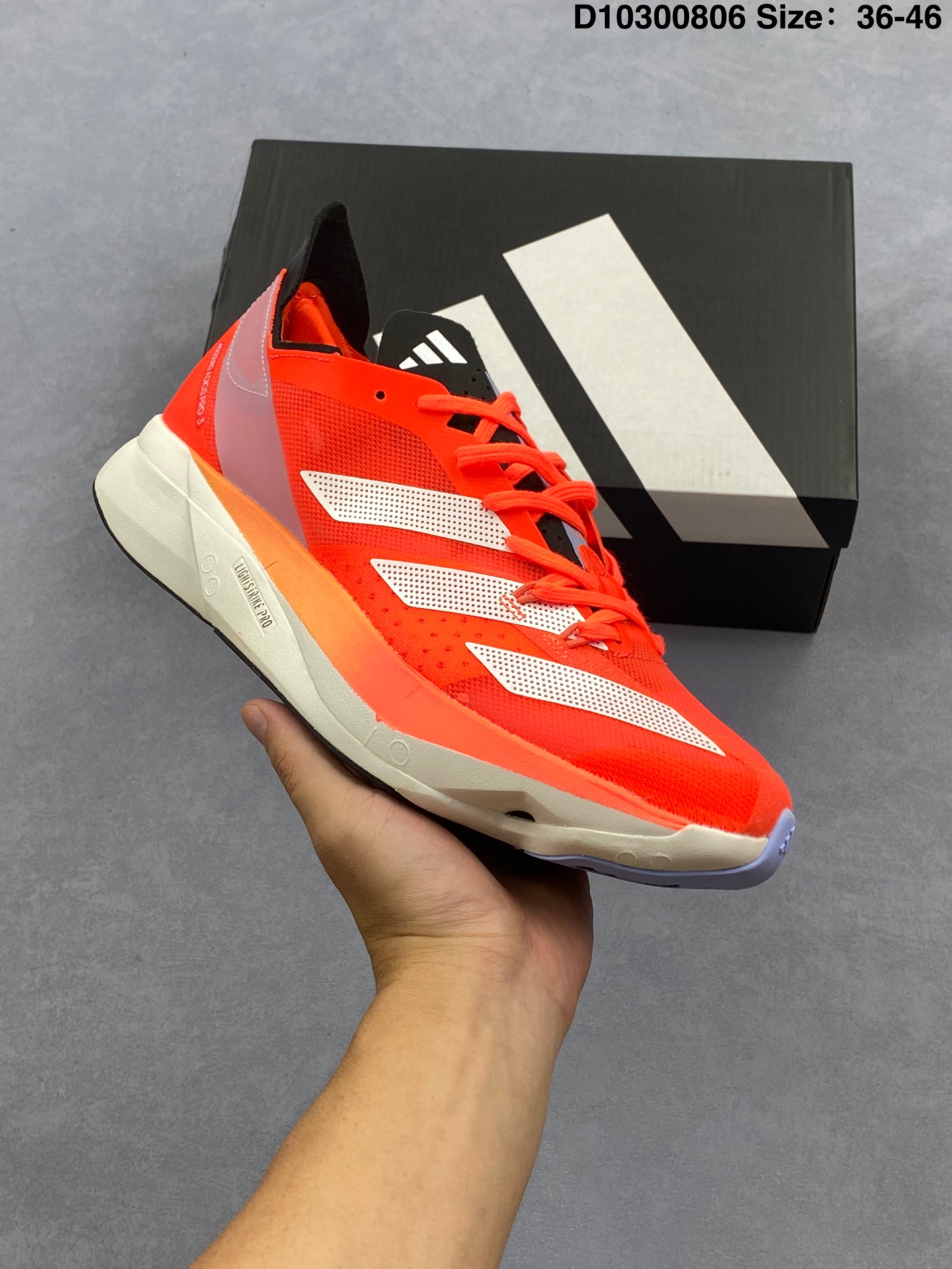 Adidas Adizero Adios Pro 3马拉松飞线贾卡轻质透气休闲运动跑步鞋 采用双层透气网纱 Flywire动态飞线绑缚鞋面材质 内置Zoom小气垫装置 货号:IG6431 ID:D10300806