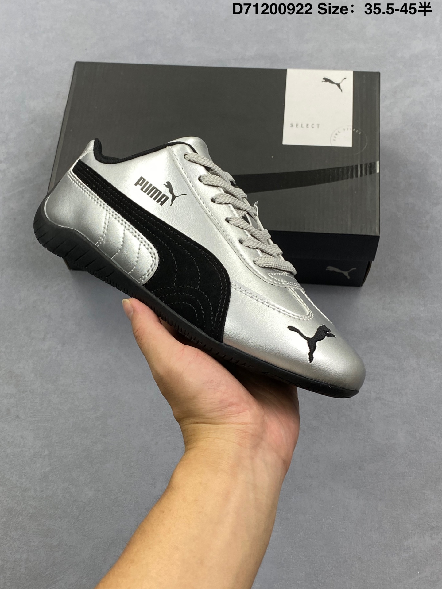 💰100
PUMA彪马 Speedcat 系列 情侣 薄底 德训 时尚舒适 耐磨赛车鞋 潮流休闲鞋 
男女同款 银色
官方货号:403689-01
尺码:35.5 36 37 37.5 38 38.5 39 40 40.5 41 42 42.5 43 44 45 
编码：D71200922