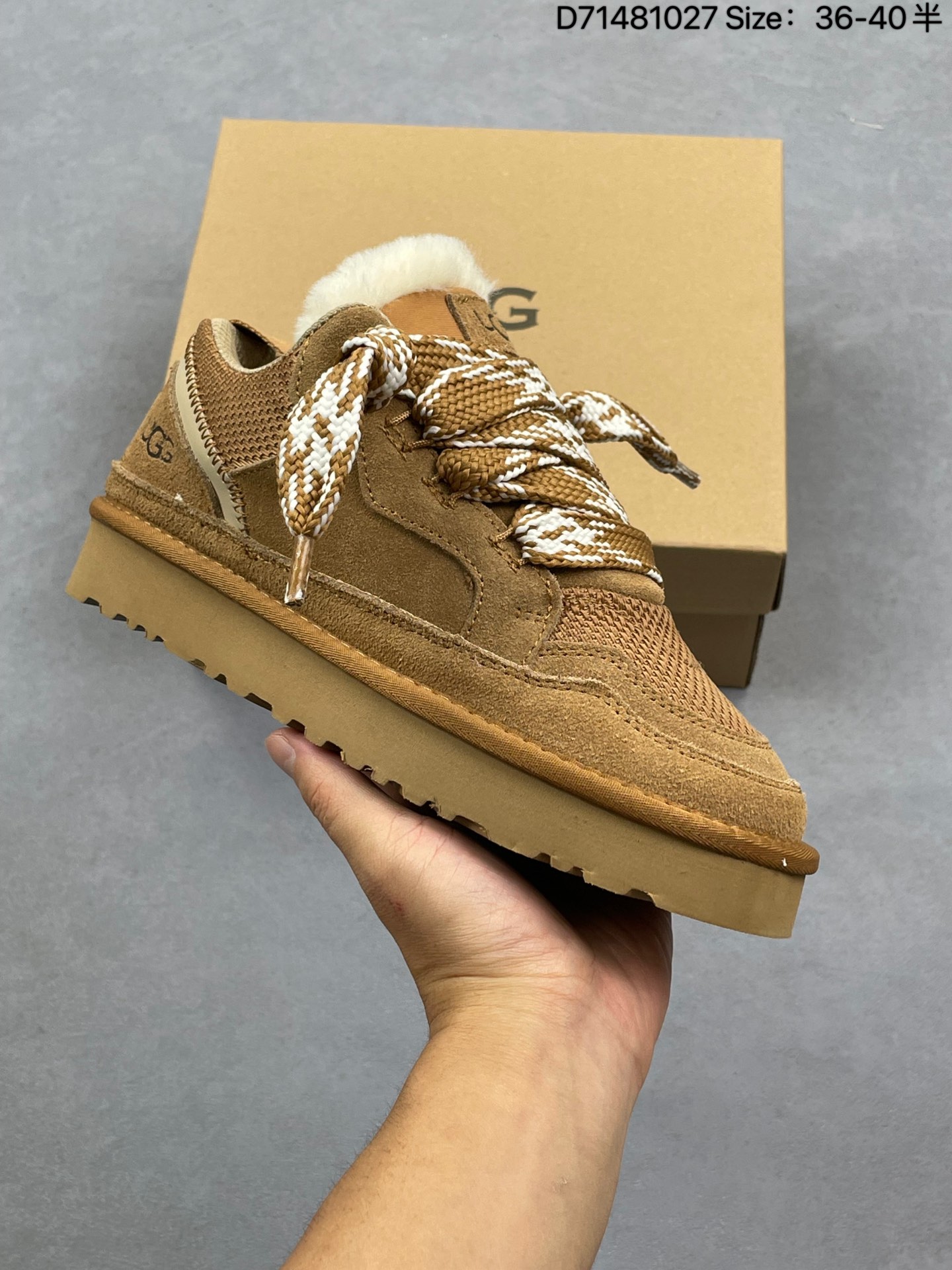 💰240
UGG秋季女士舒适平底圆头双色系带时尚低帮休闲鞋明星同款1144032
尺码:如图
编码:D71481027