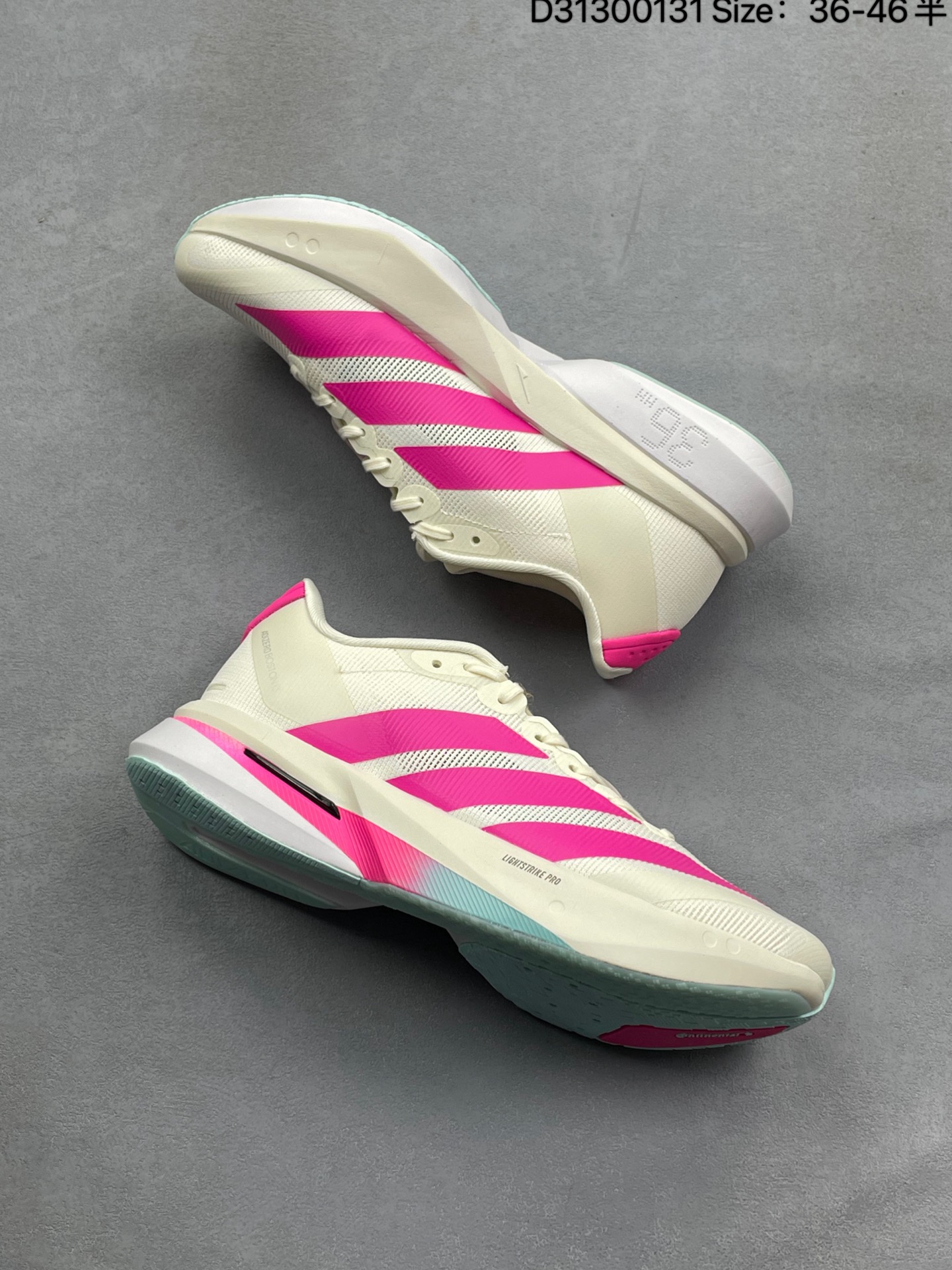 💰150
阿迪达斯adidas adizero BOSTON 13 透气网眼竞速跑鞋Boost 缓震底 阿迪后跟加厚 呵护脚后跟 立体保护软绵鞋口轻松穿脱不磨脚 安全防撞包裹鞋头符合人体结构 精心设计 行走柔软触感
尺码：36-45半
货号：JQ9830#
D31300131