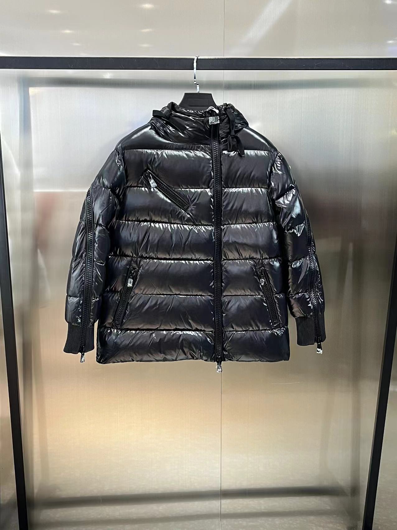 Moncler Ropa Chaqueta de plumón Negro Rosa Blanco Plumón de ganso blanco Colección invierno