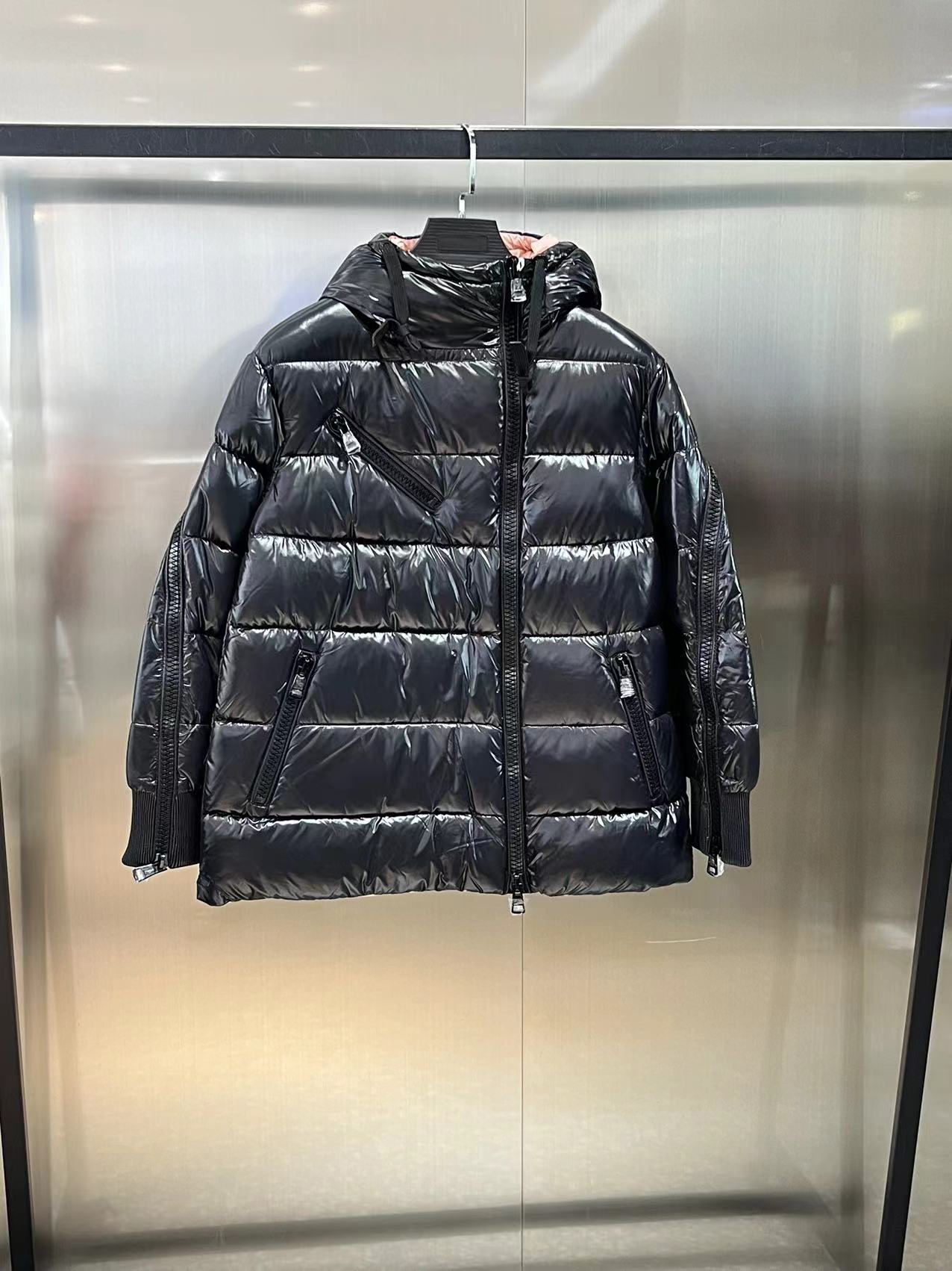 Moncler Ropa Chaqueta de plumón Negro Rosa Blanco Plumón de ganso blanco Colección invierno