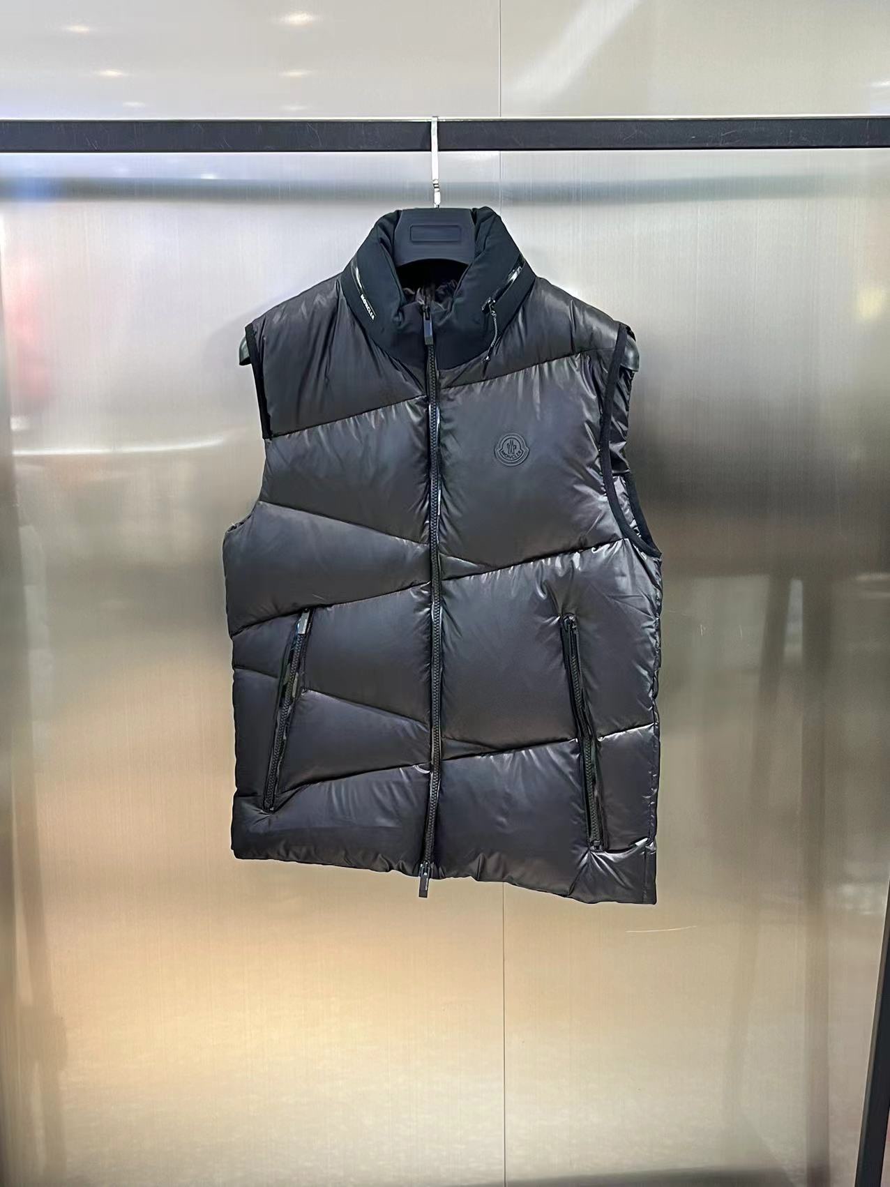 Moncler Ropa Chaleco Negro Azul Blanco Poliéster Plumón de ganso blanco