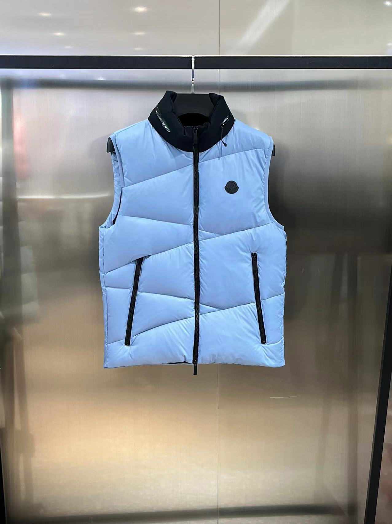 Moncler Ropa Chaleco Negro Azul Blanco Poliéster Plumón de ganso blanco