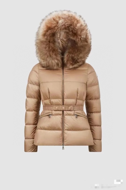 Moncler Boed Belted Down Puffer Jacket with Fur Hood - Elegant & Warm 1 Moncler Boed Belted Down Puffer Jacket with Fur Hood - Elegant & Warm