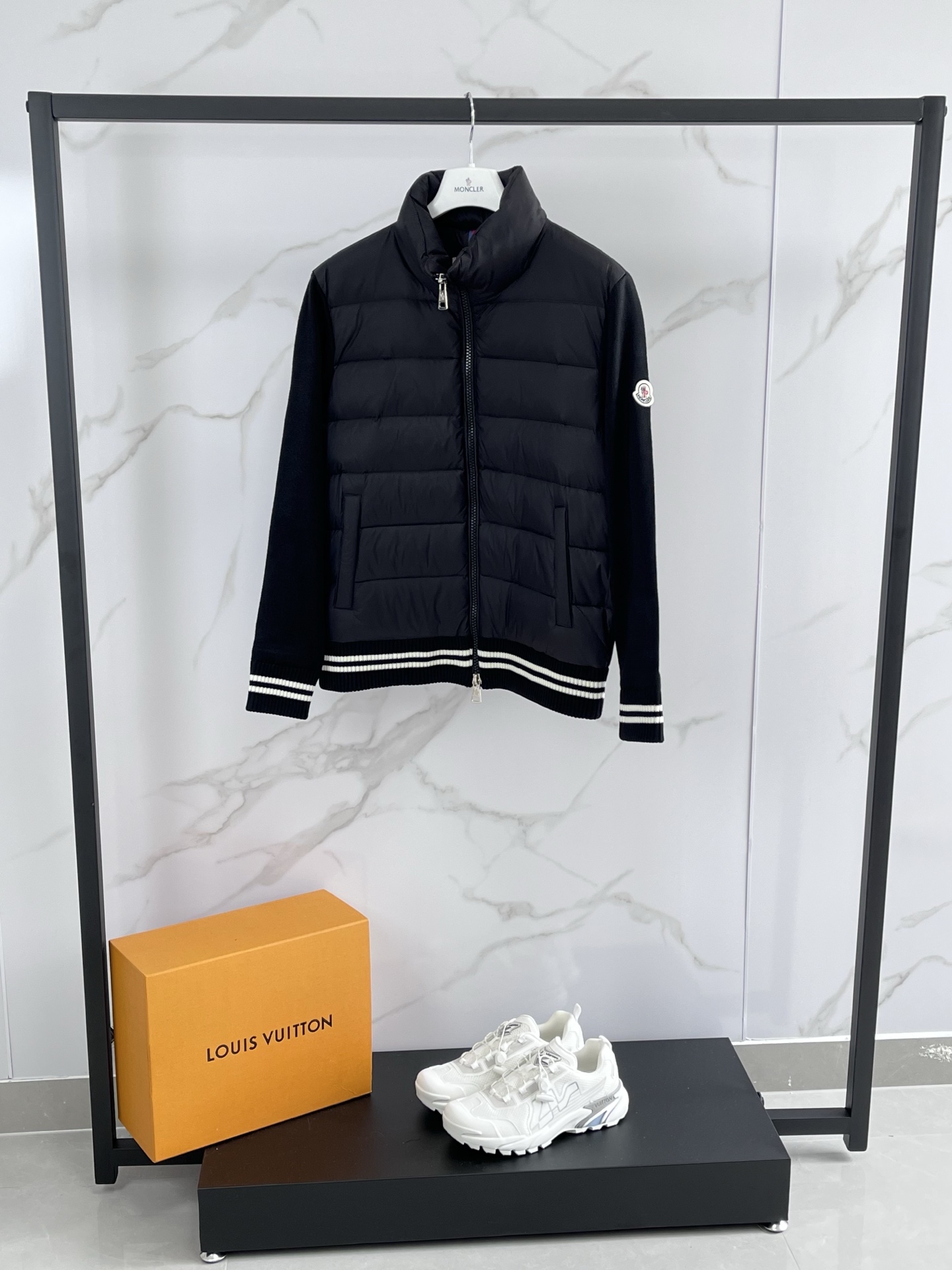 Moncler Men's Black Down Padded Jacket with Knitted Sleeves 4 i1757423505945 9557 0 3