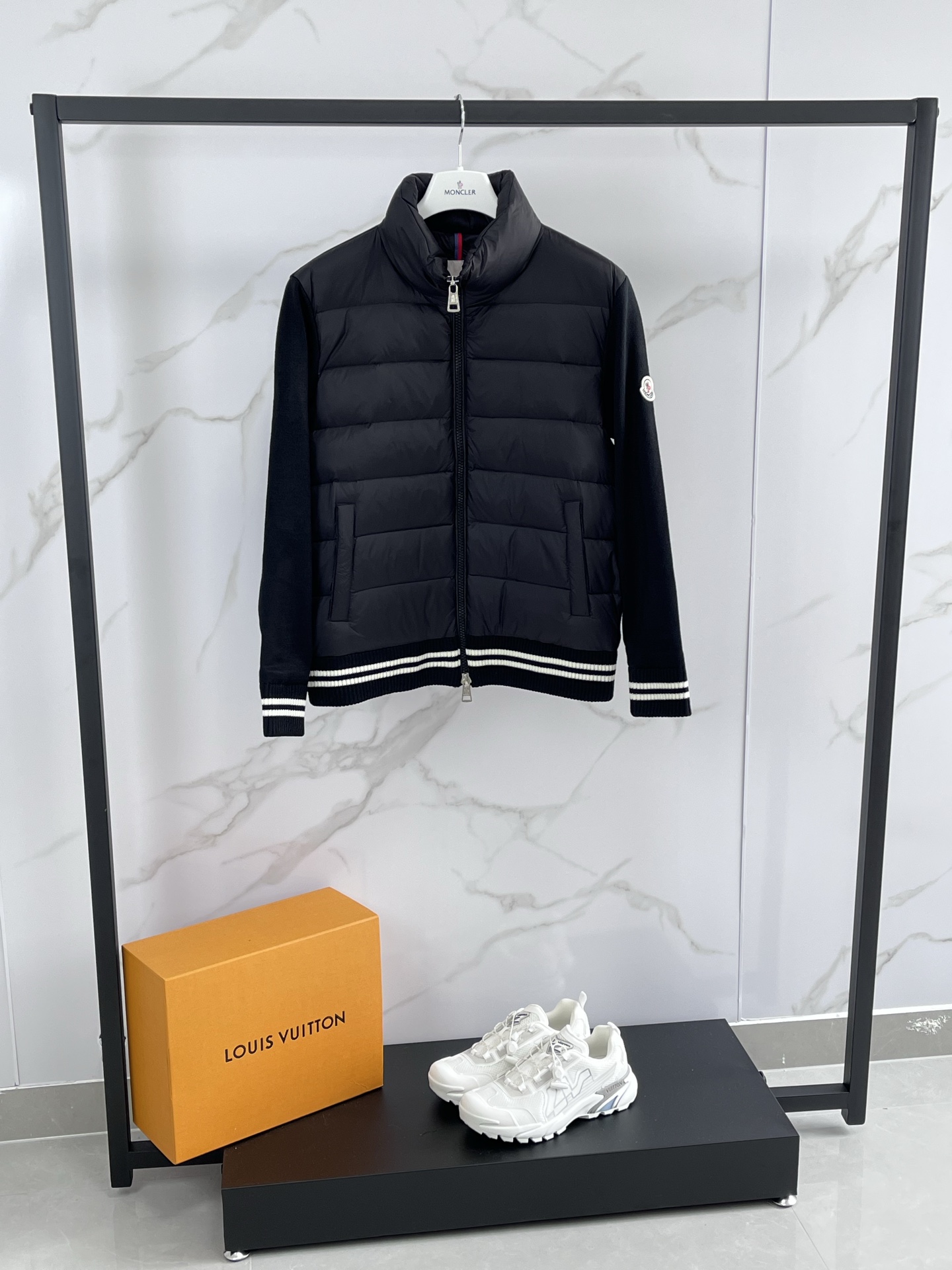 Moncler Men's Black Down Padded Jacket with Knitted Sleeves 3 i1757423506009 3923 0 1