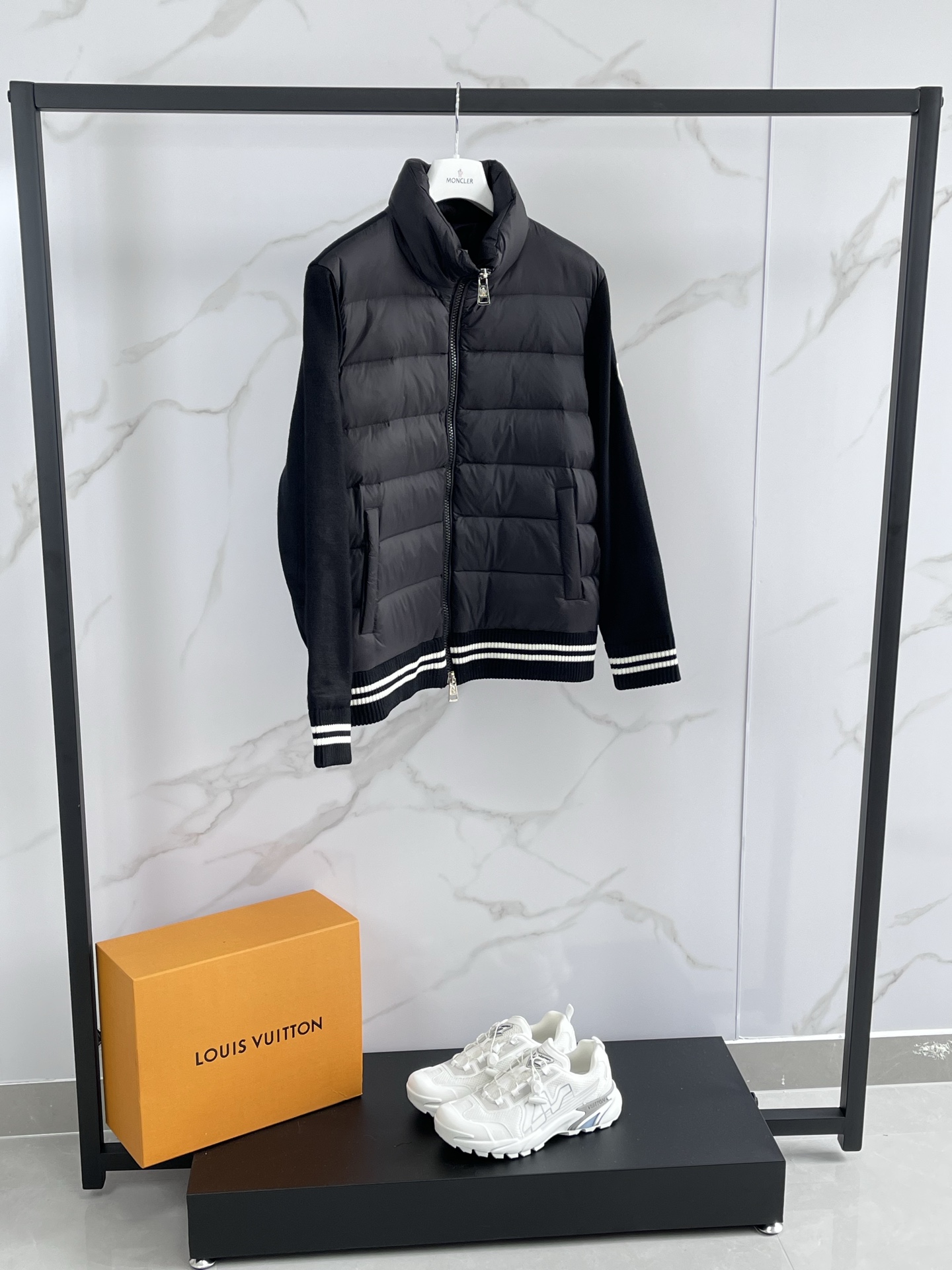 Moncler Men's Black Down Padded Jacket with Knitted Sleeves 5 i1757423506146 952 0 4