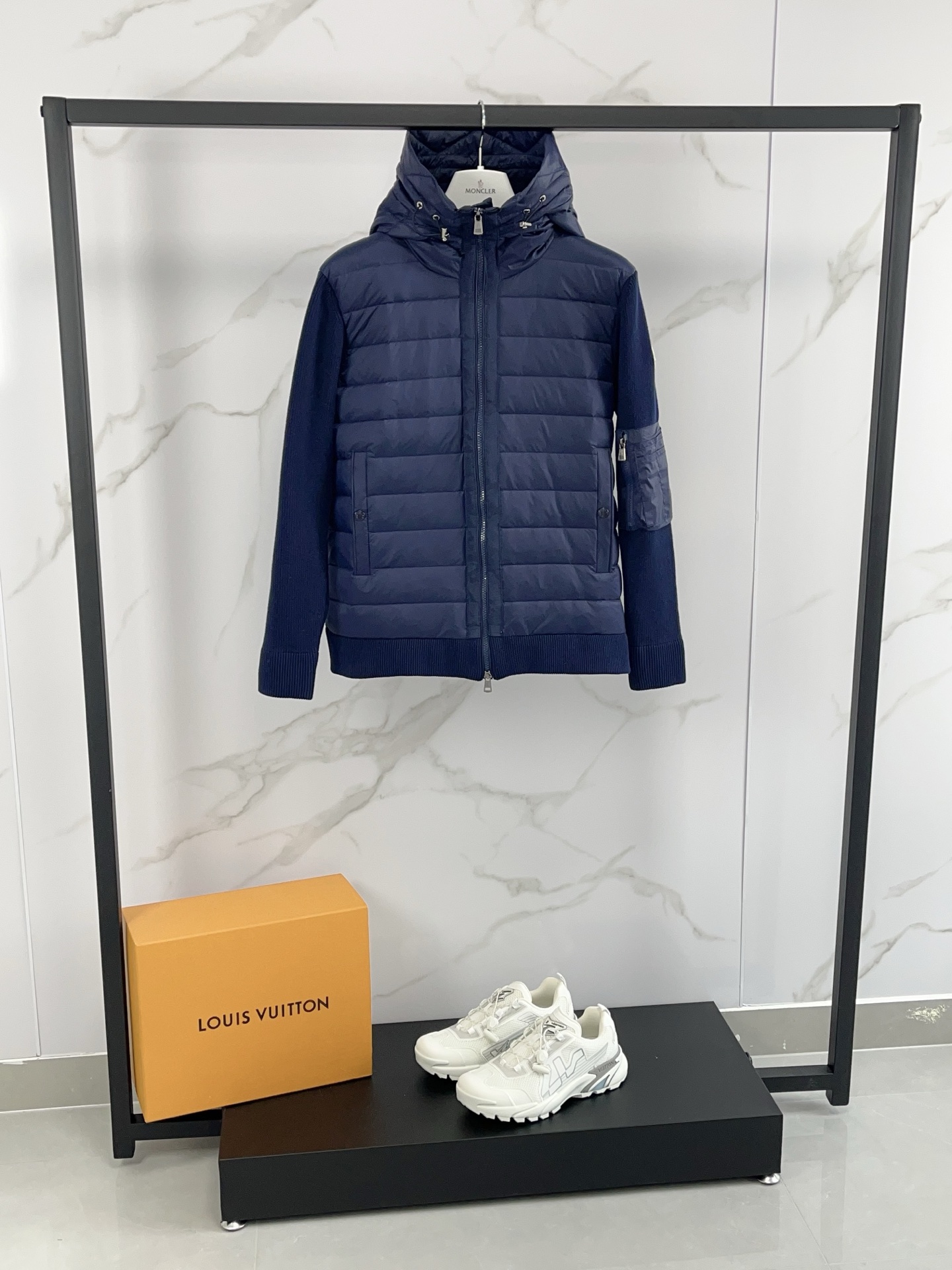 Moncler Gewatteerd Donsjack met Wollen Mouwen - Premium Kwaliteit