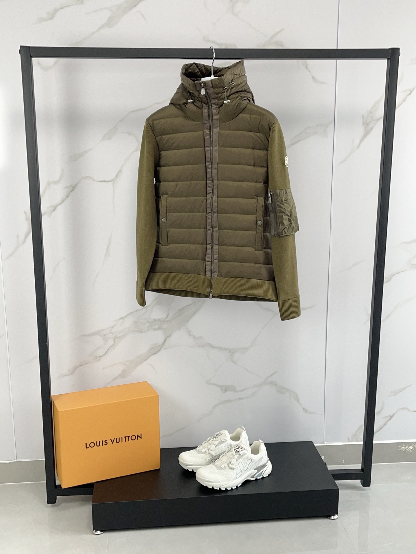 Moncler Women's Down Puffer Jacket Wool Knit Panel Olive Green 6 i1759580419605 1482 0 4