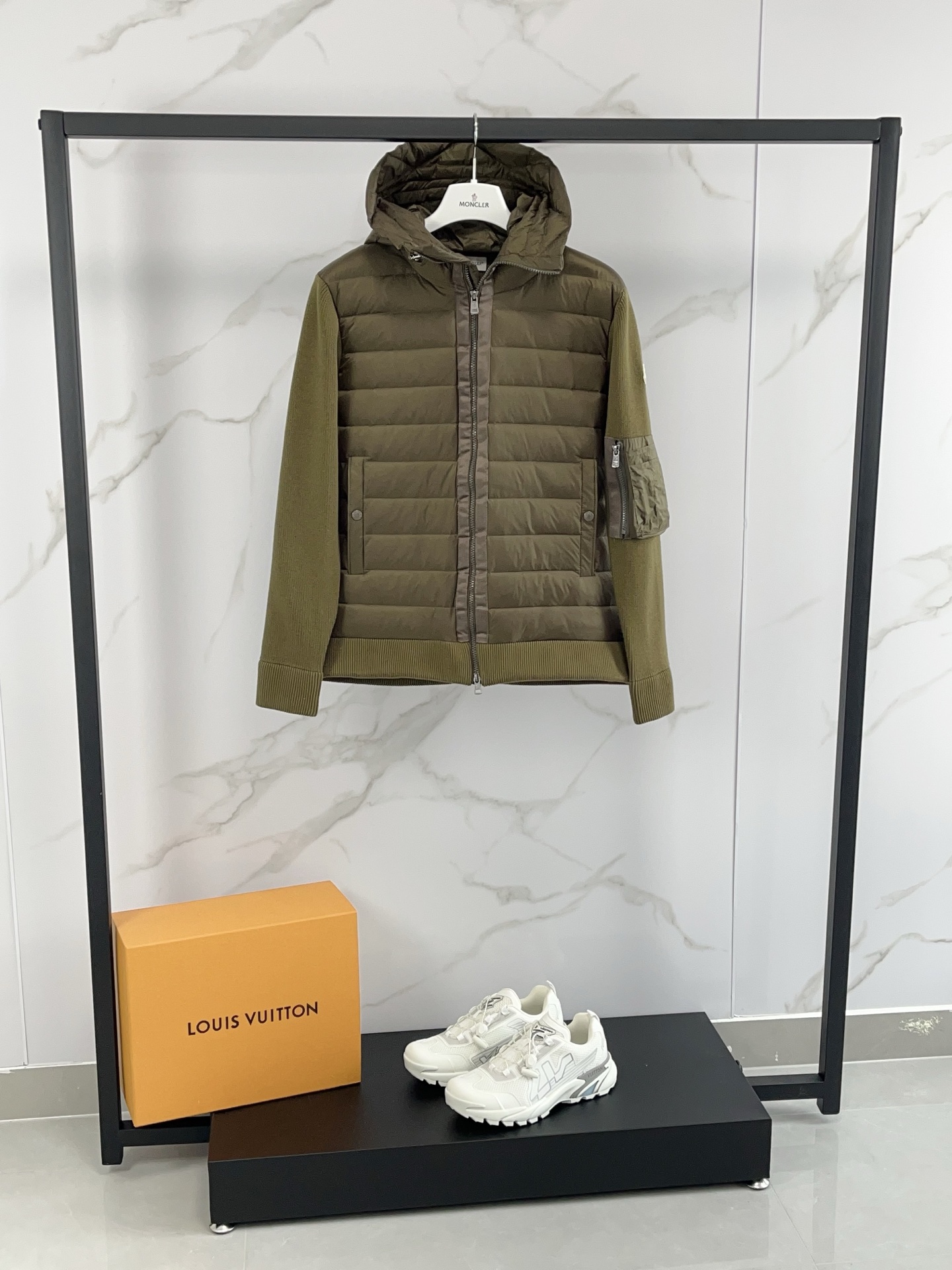 Moncler Women's Down Puffer Jacket Wool Knit Panel Olive Green 4 i1759580419610 4173 0 2