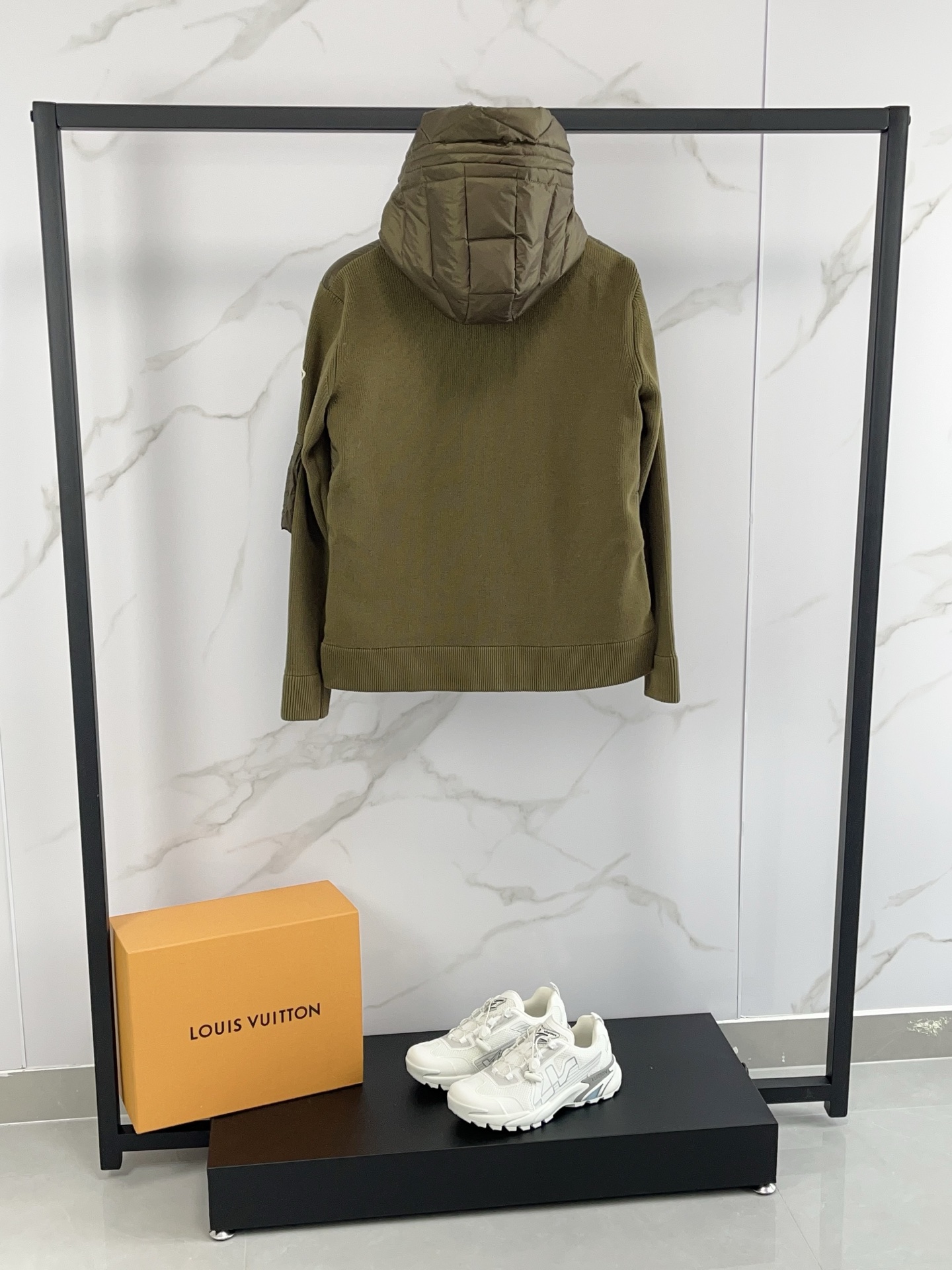 Moncler Women's Down Puffer Jacket Wool Knit Panel Olive Green 7 i1759580419617 3135 0 5