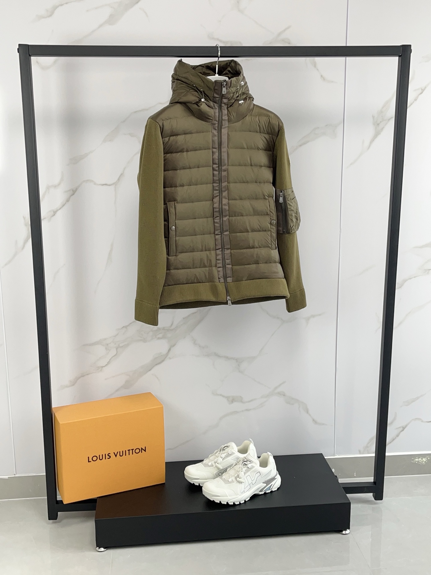 Moncler Women's Down Puffer Jacket Wool Knit Panel Olive Green 5 i1759580420273 8351 0 3