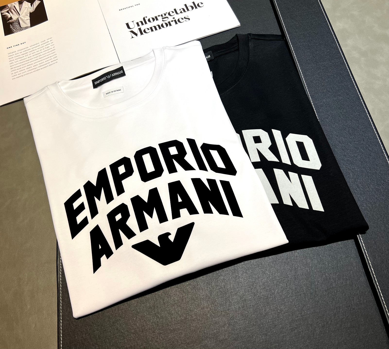 Camiseta de manga corta de algodón mercerizado de 200 g, nueva para primavera/verano 2026, logo: EA Armani, t…