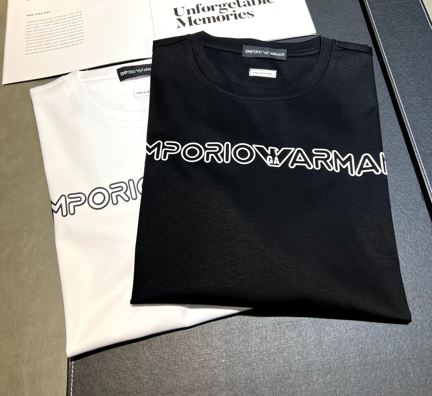 Camiseta de manga corta de algodón mercerizado de 200 g, nueva para primavera/verano 2026, logo: Armani, técnica: silic…