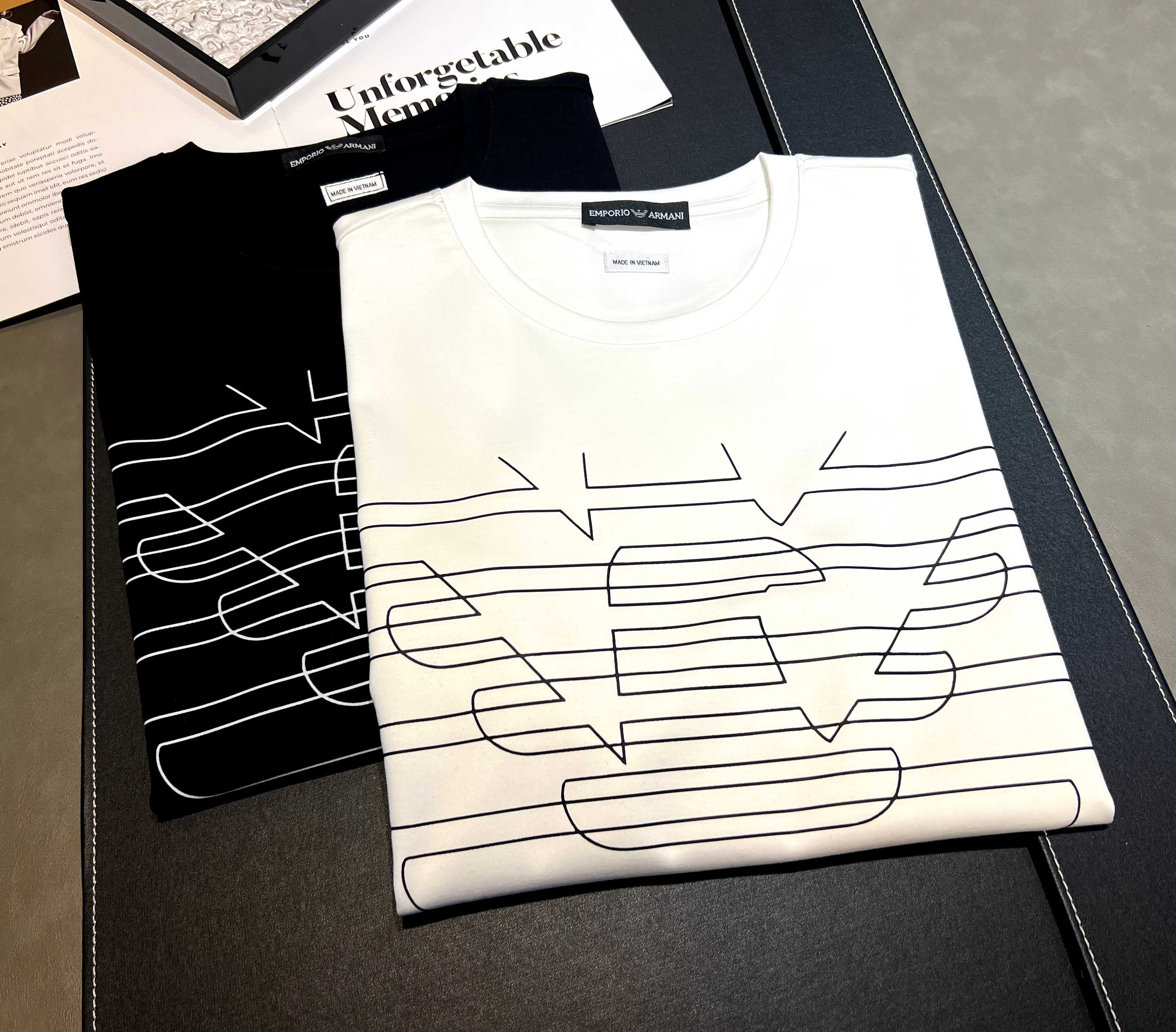 2025 nueva temporada primavera-verano camiseta de manga corta de algodón mercerizado 270g, logo: EA Armani, proceso: lí…