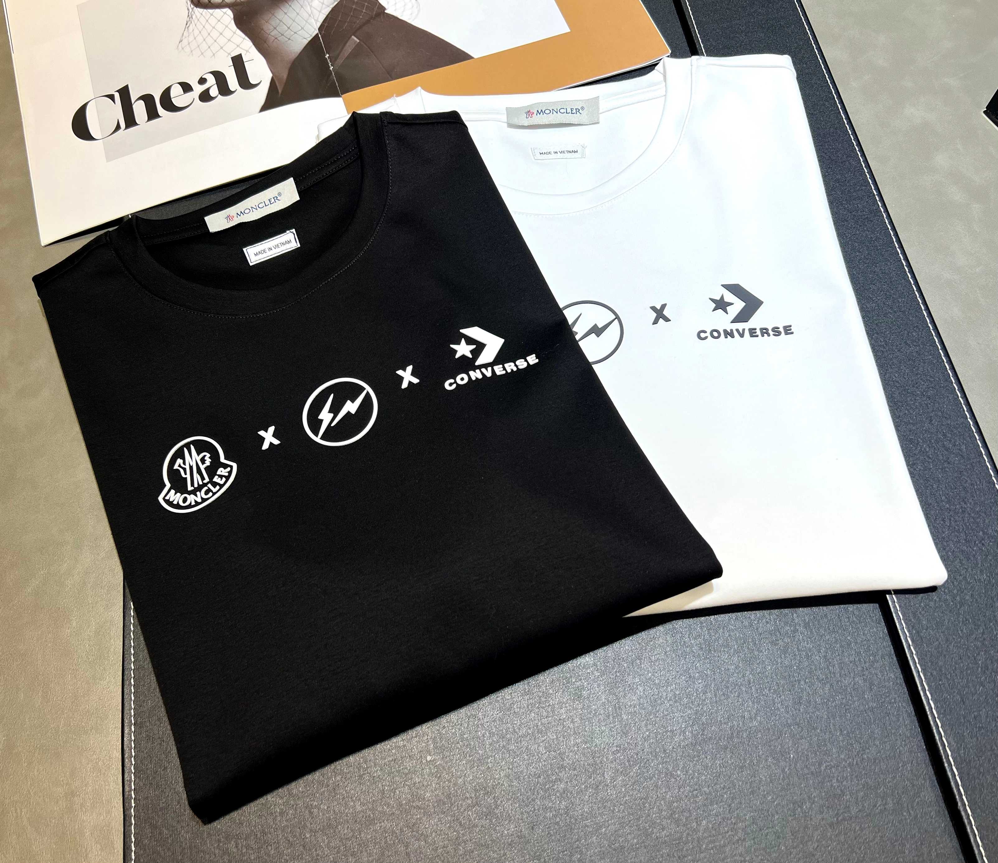 Nuevo 2025 primavera/verano algodón mercerizado 270g manga corta logo: MONCLER técnica: silicona colores: negro/blanco …