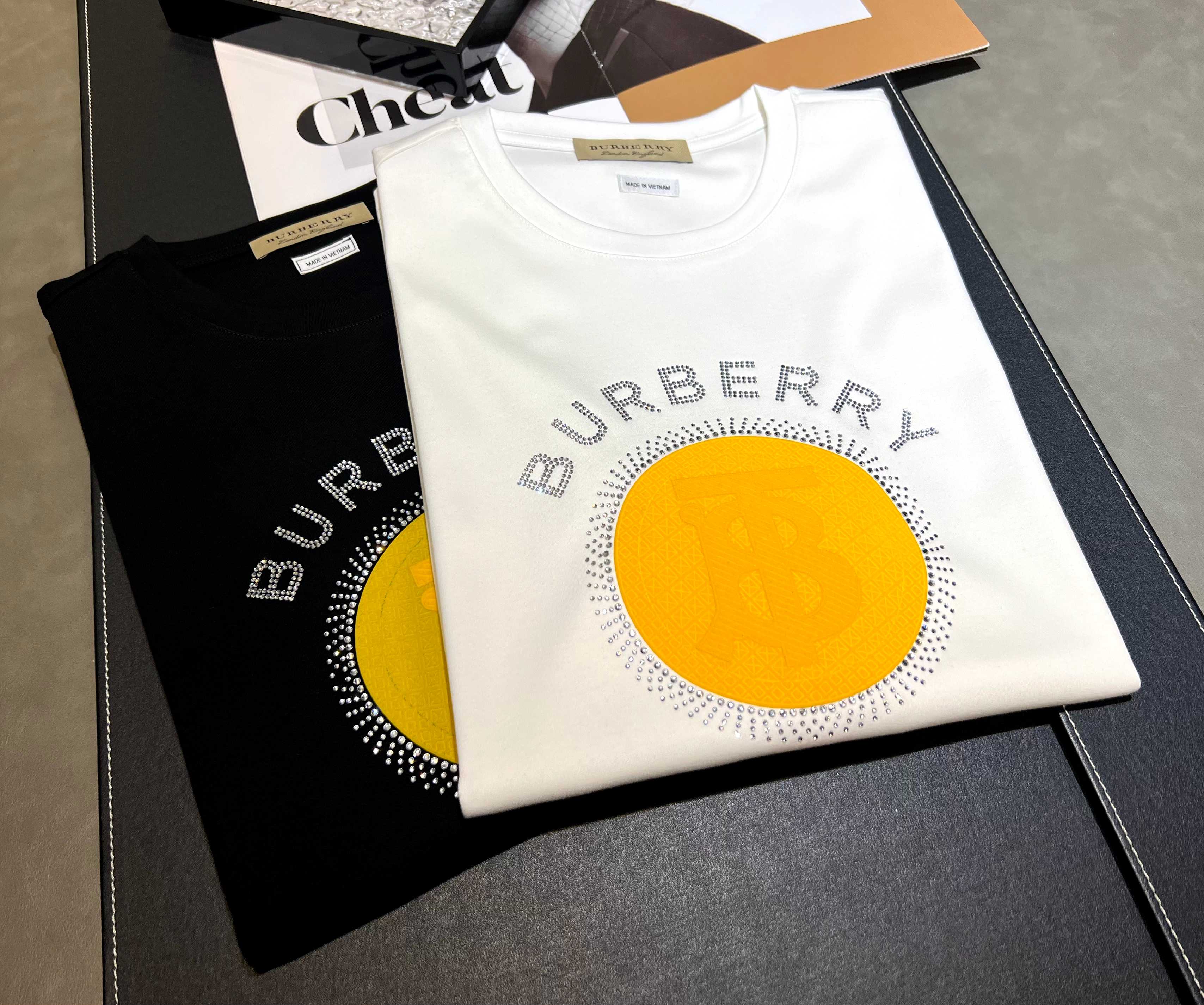 2025 nueva primavera y verano 270 g de algodón mercerizado de manga corta Logotipo: BURBERRY Tecnología: espuma de diam…
