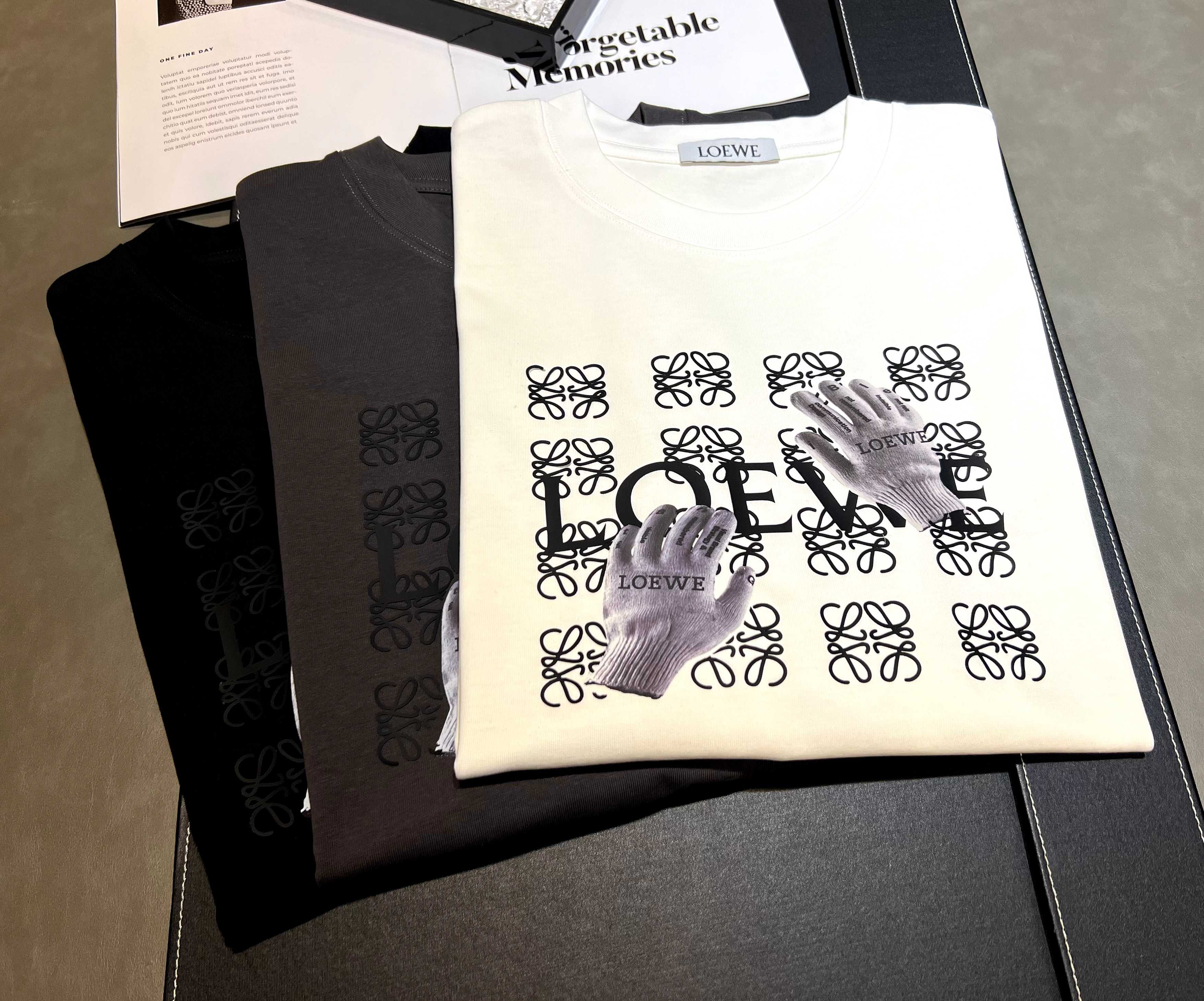Camiseta de manga corta de algodón 100% de primavera/verano 2026, 270 g, tejido liso de doble hilo, logo: LOEWE, técnic…