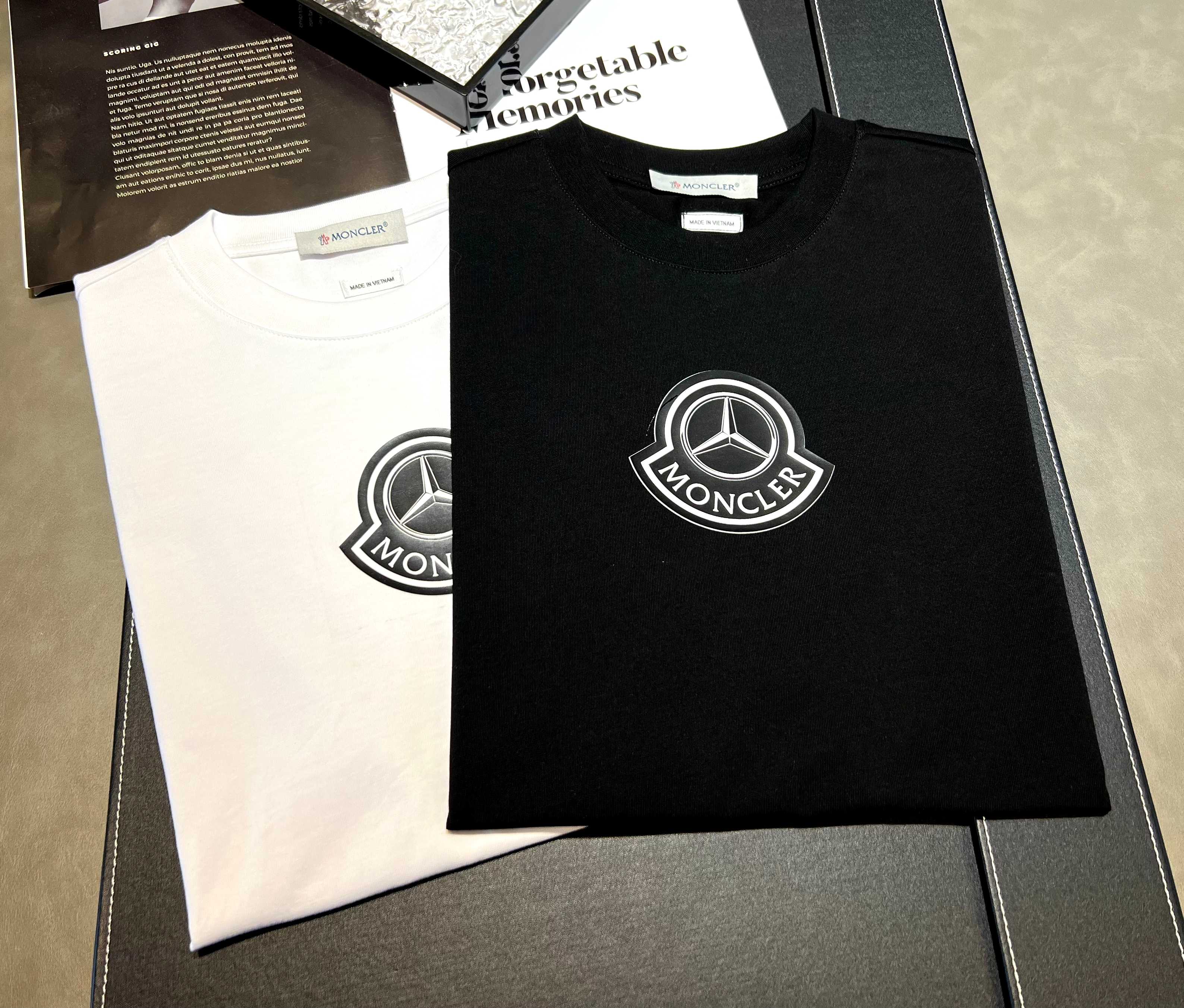 Camiseta de manga corta de algodón puro de 270 g de doble hilo de punto liso para primavera/verano 2026, logo: MONCLER,…