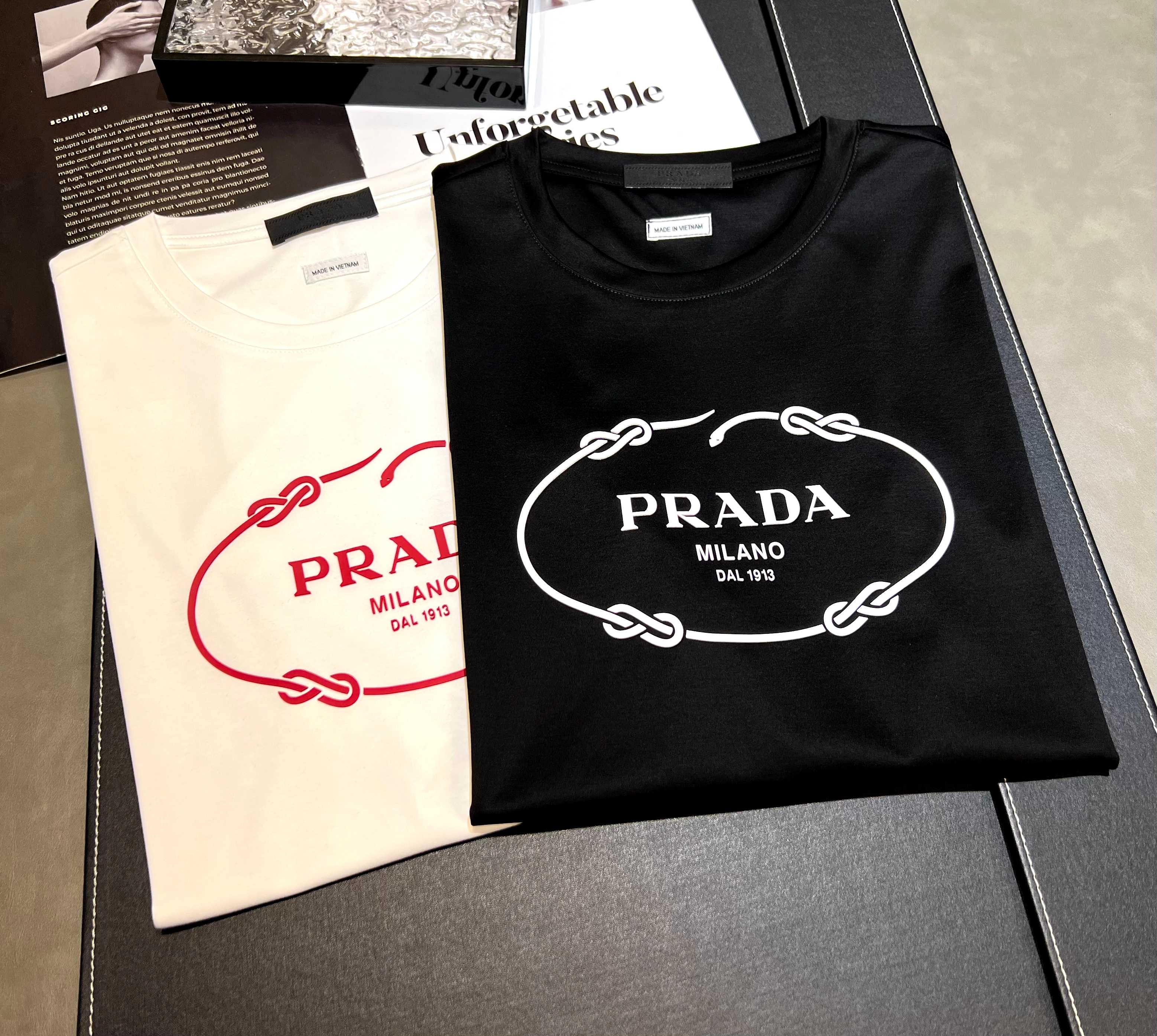 2026 nueva camiseta de manga corta de algodón mercerizado de primavera y verano de 200 g: PRADA Proceso: silicona Color…