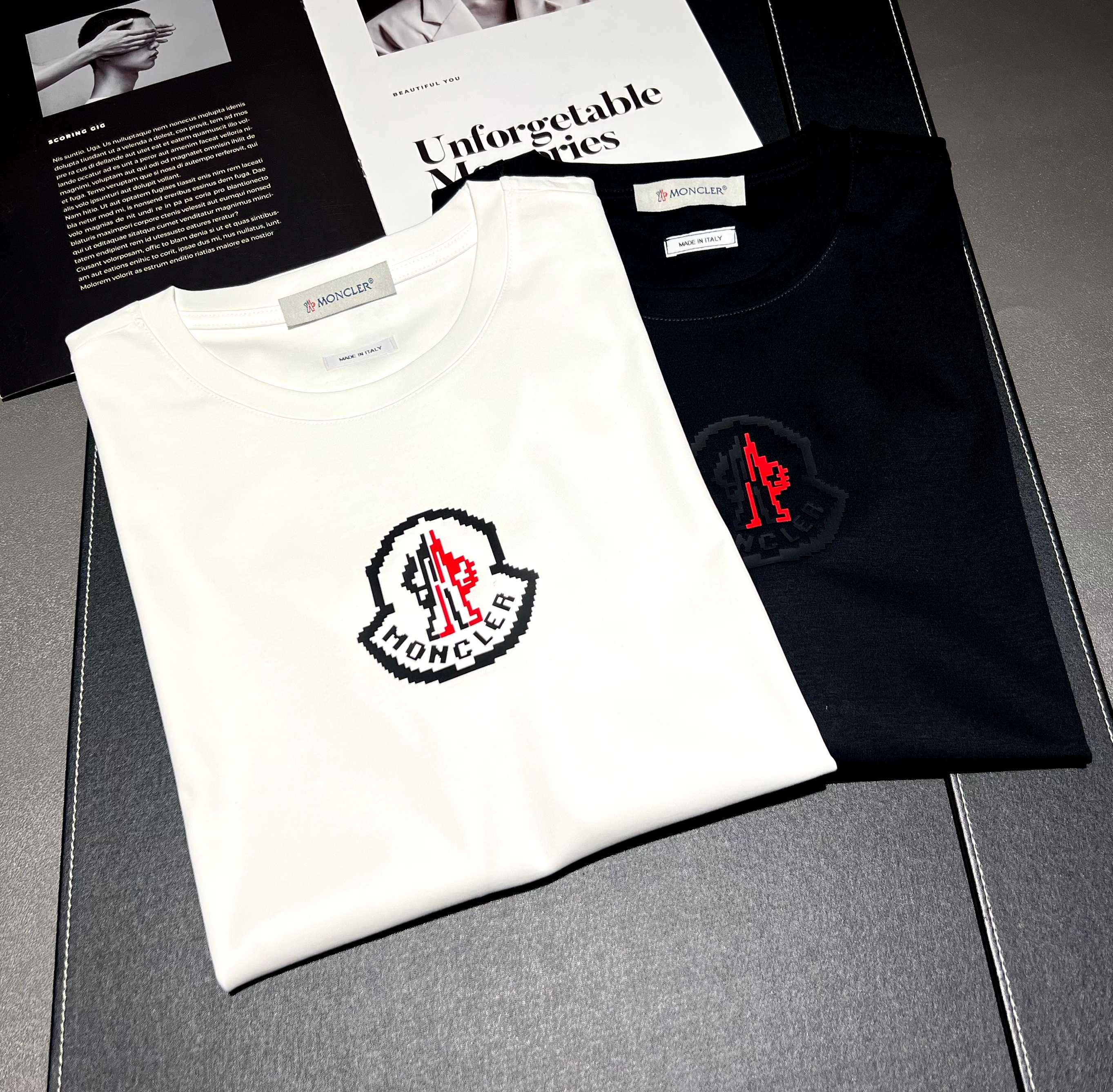 Camiseta de manga corta de algodón mercerizado de 200 g para primavera/verano 2026, logo: MONCLER, técnica: silicona, c…