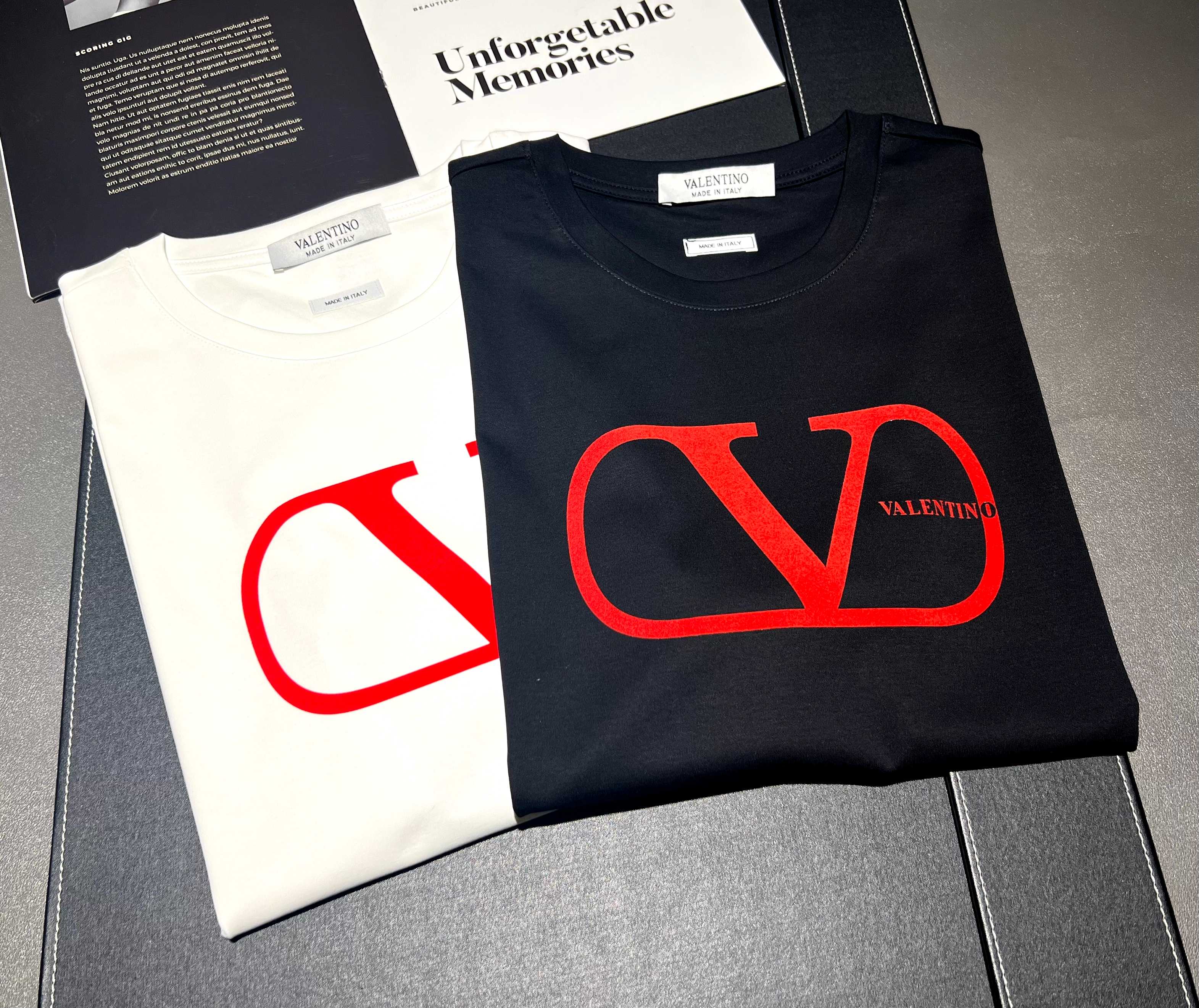 Nuevo 2026 Primavera/Verano 200 gramos algodón mercerizado manga corta logo: Valentino VT proceso: flocking c…
