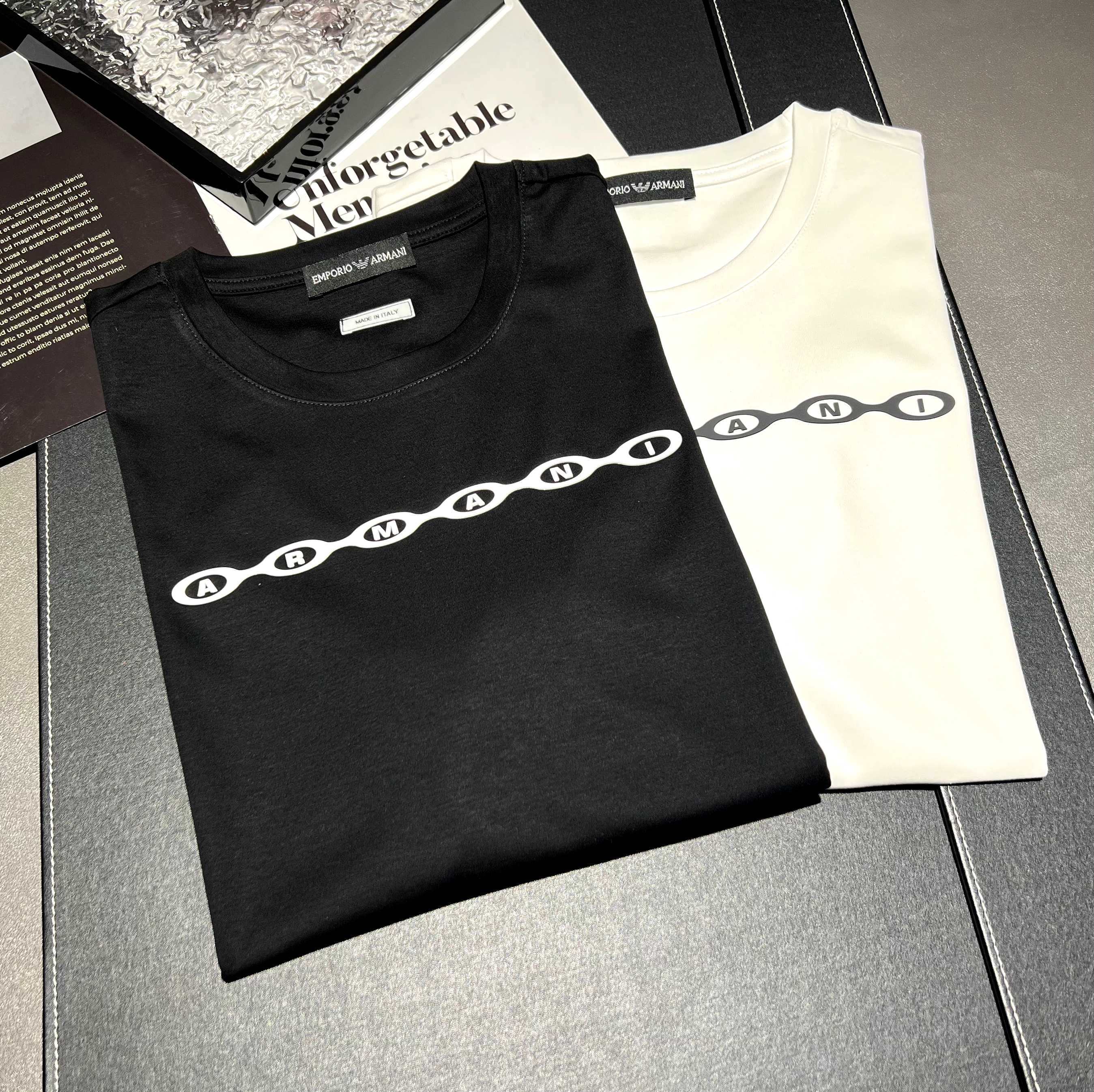 Camiseta de manga corta de algodón mercerizado de 200 g, nueva para primavera/verano 2026, logo: EA Armani, técnica: si…
