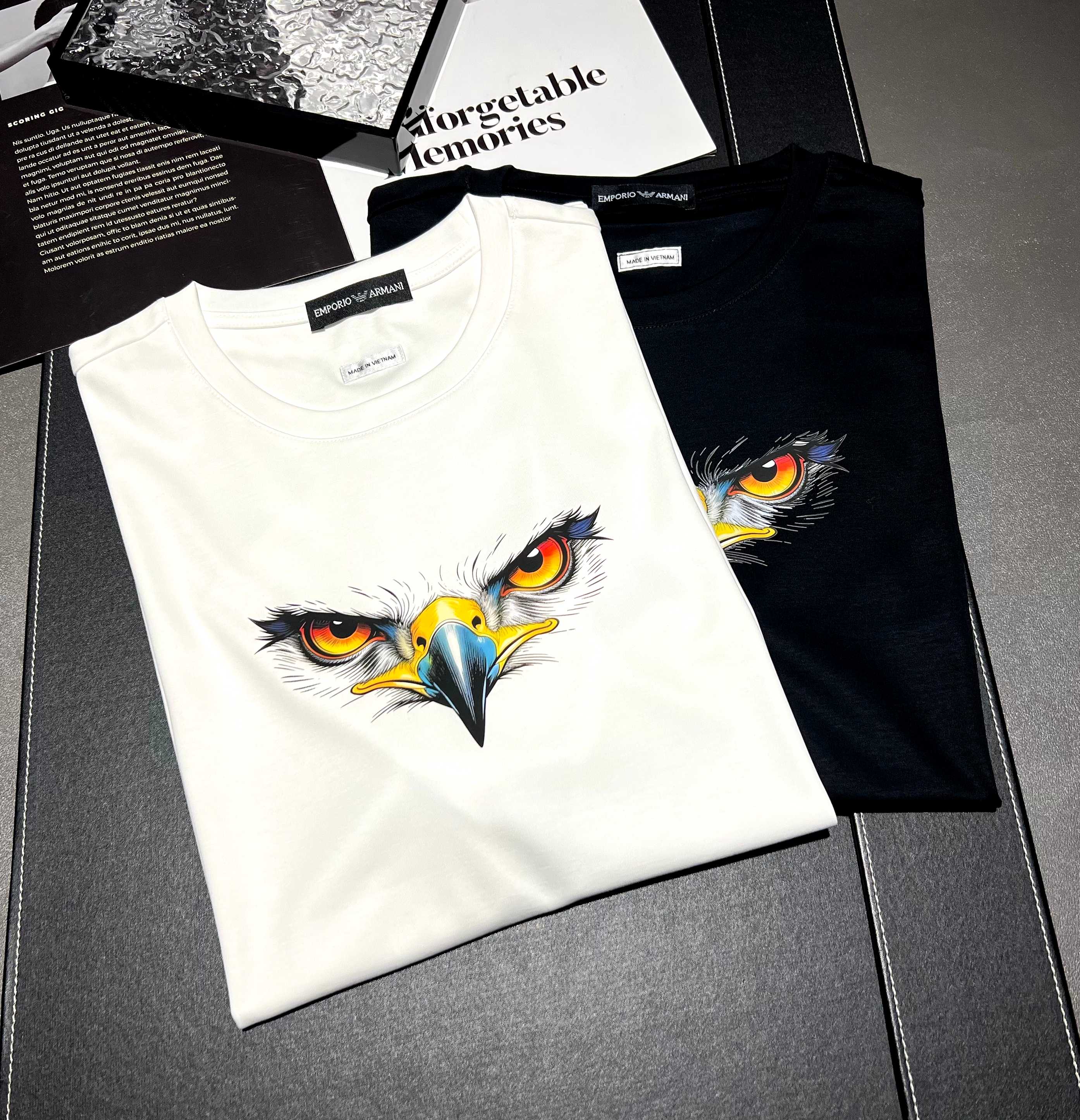 Camiseta de manga corta de algodón mercerizado de 200 g, nueva para primavera/verano 2026, logo: EA Armani, t…