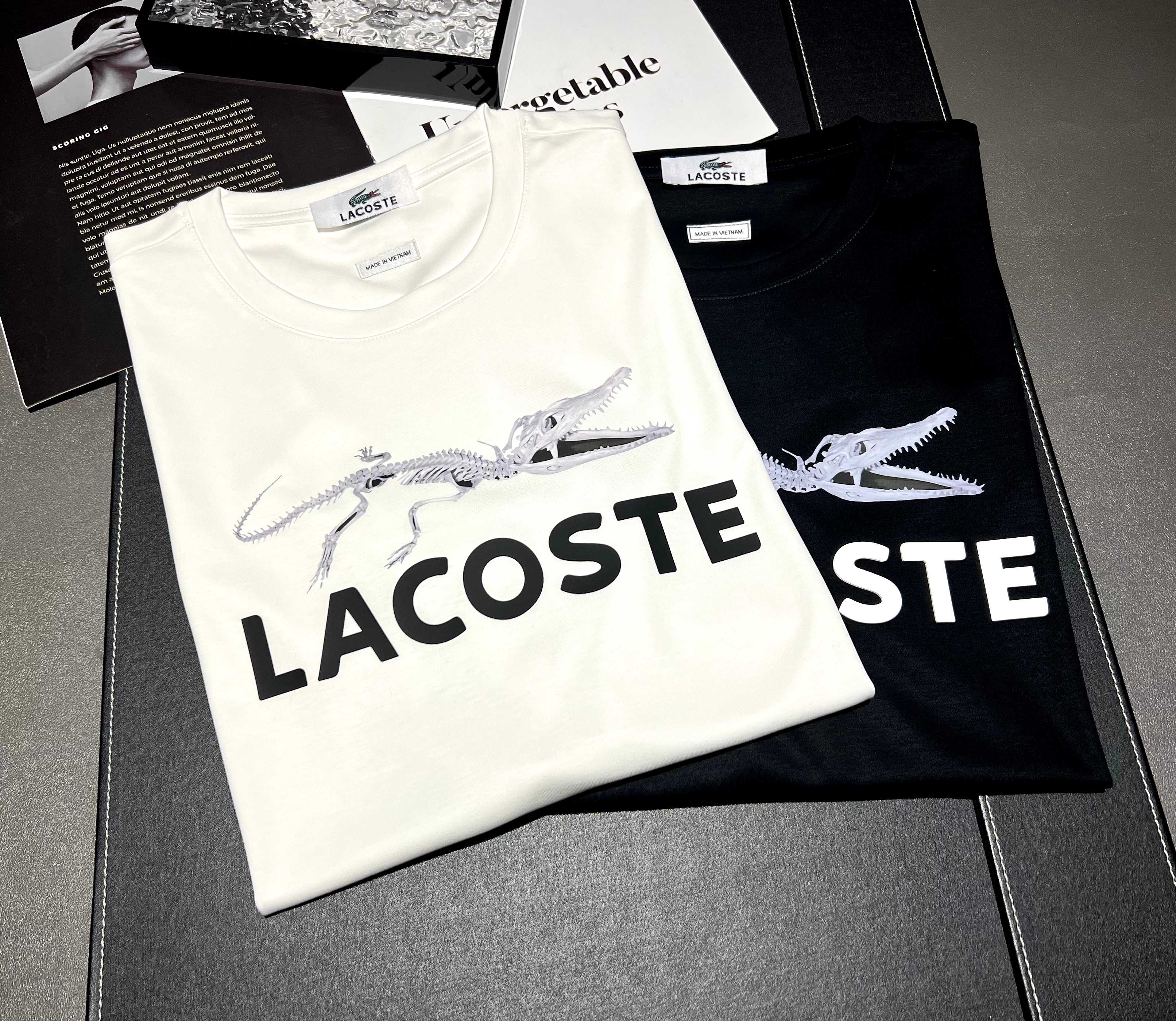 Camiseta de manga corta de algodón mercerizado de 200 g, nueva para 2026, logo: LACOSTE, técnica: silicona + …