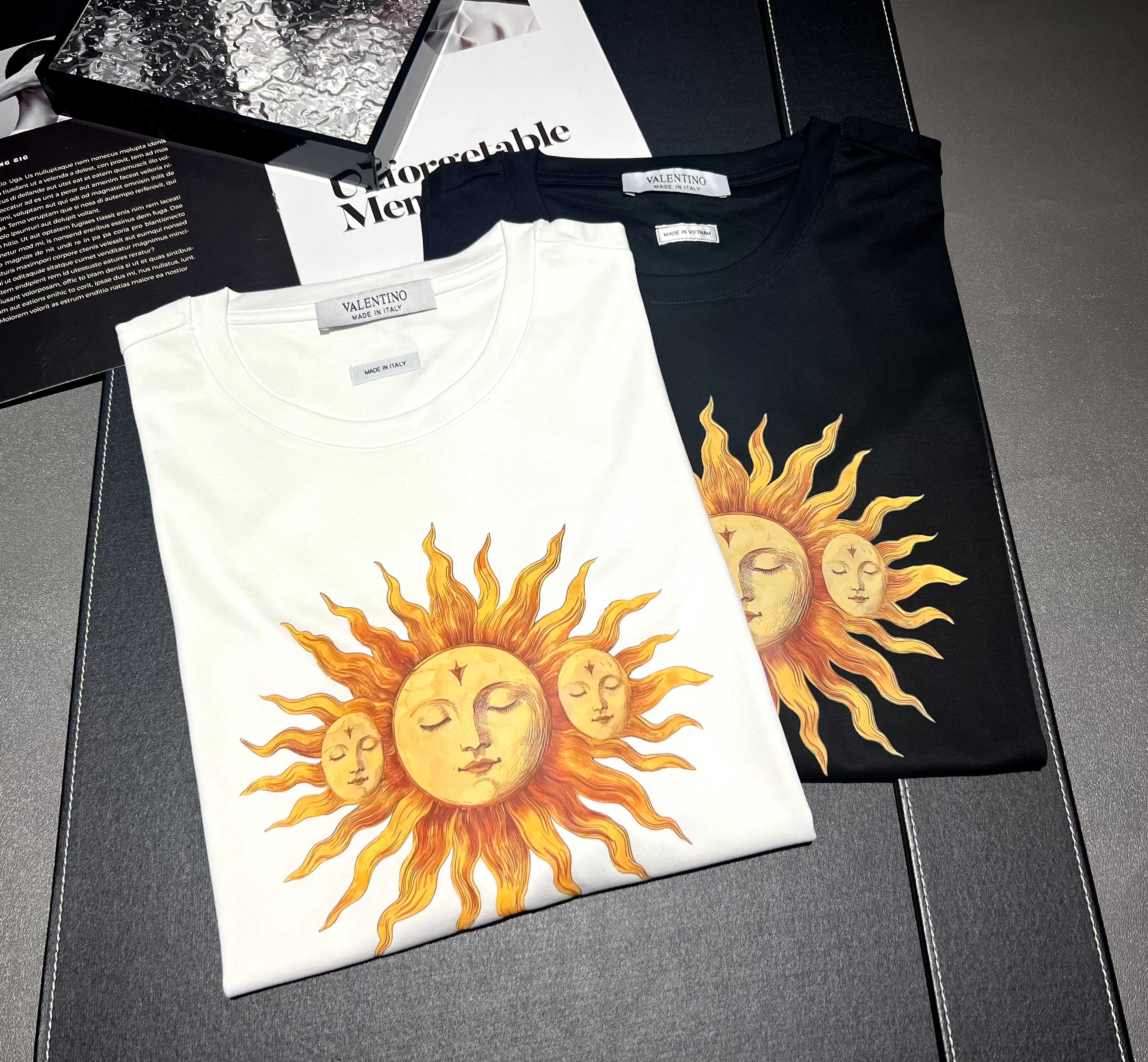 Manga corta de algodón mercerizado de 200 gramos, nueva primavera/verano 2026, logo: VALENTINO, técnica: estampado, col…
