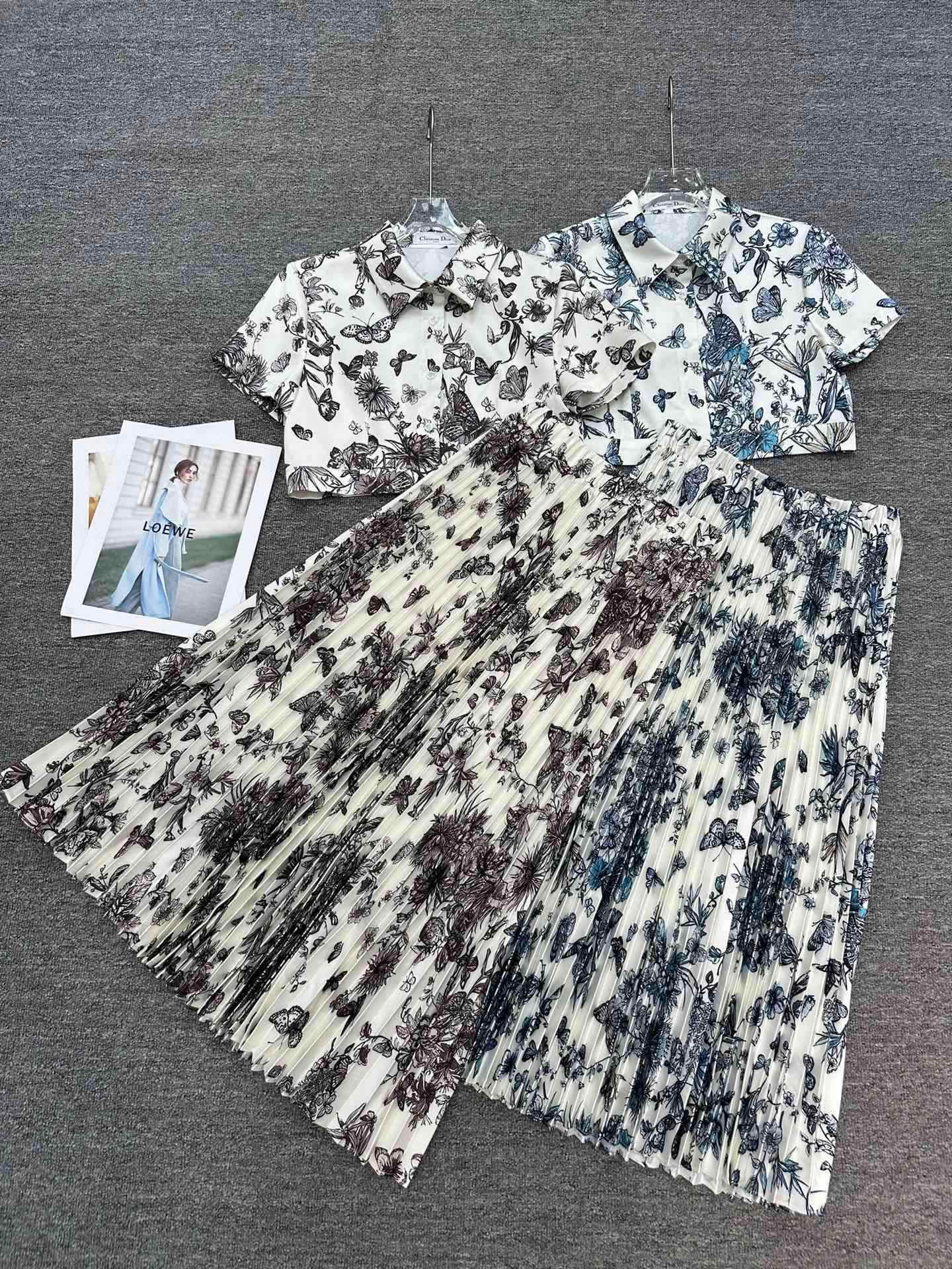 Dior Clothing Shirts & Blouses Skirts Printing Spring/Summer Collection Fashion
