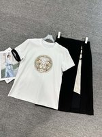 Louis Vuitton Clothing Skirts T-Shirt Embroidery Summer Collection Short Sleeve