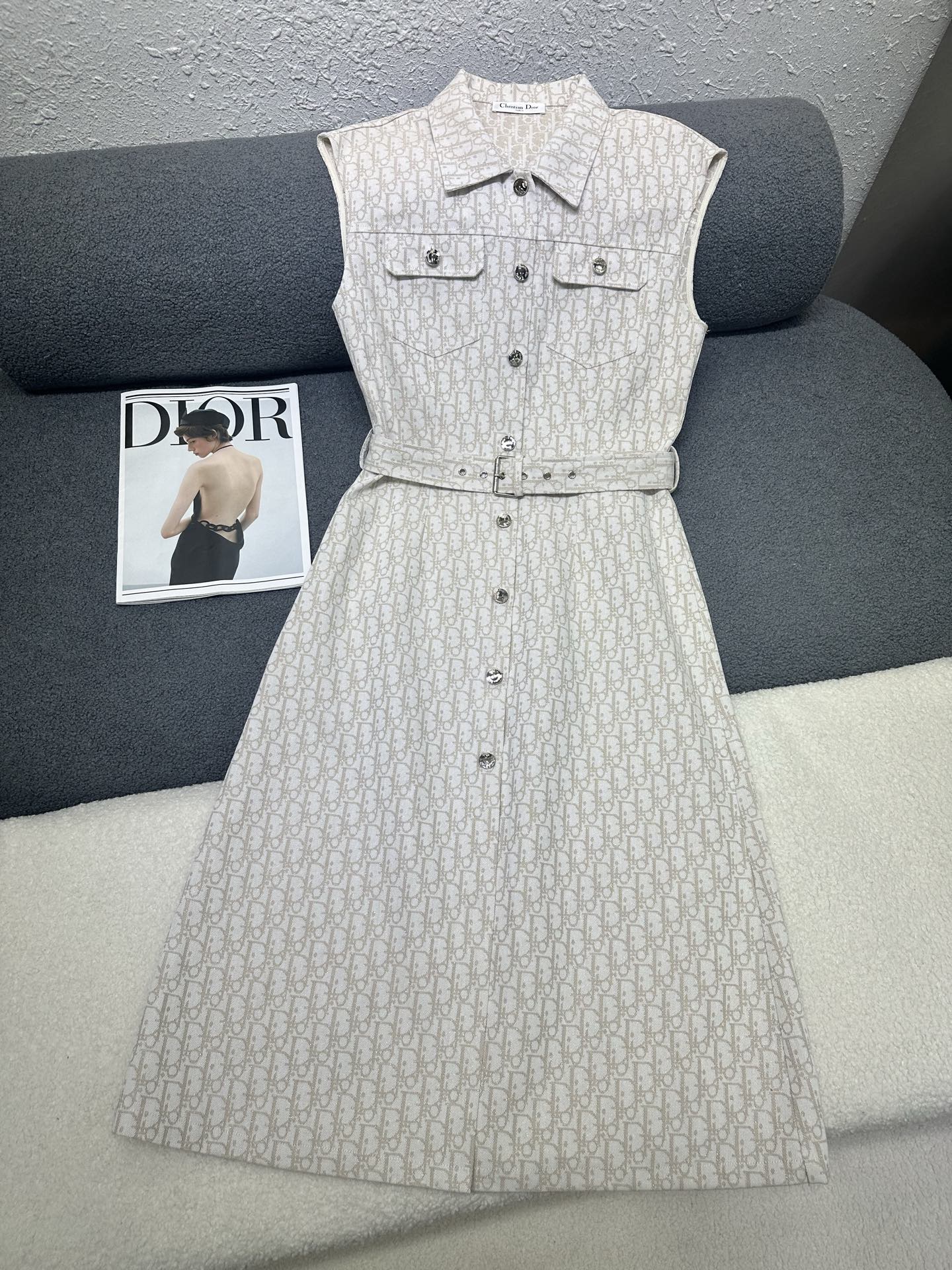 NO:762222,Dior*2026 new summer sleeveless dress. All-over presbyopia logo fine glitter jacquard fabric. Matched with original fabric. Customized logo button matching. Full-breasted design is simple and elegant. The version is slim and versatile. The color is refreshing and clean. Two-color SML P,, dior, skirts,19860909Dior*2026夏季新款无袖连衣裙 通体老花logo细闪提花面料 搭配本布面料 定制logo纽扣搭配 做全排扣设计简洁大气 版型显瘦百搭 颜色清爽干净 两色SML P,,dior,skirts,,Women's clothing